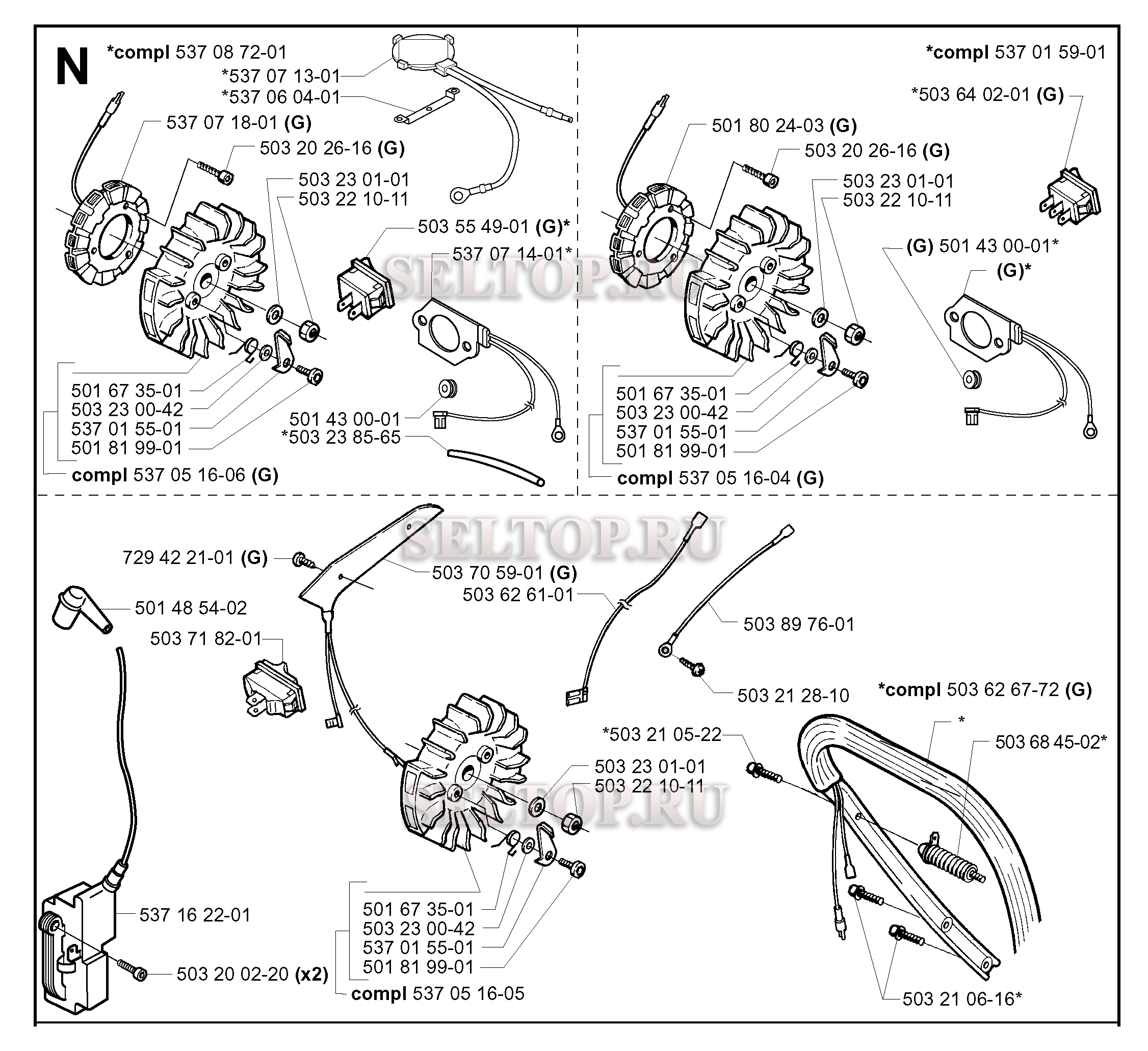 Электротехника для бензопилы Husqvarna 372 XP (с 2001-10)