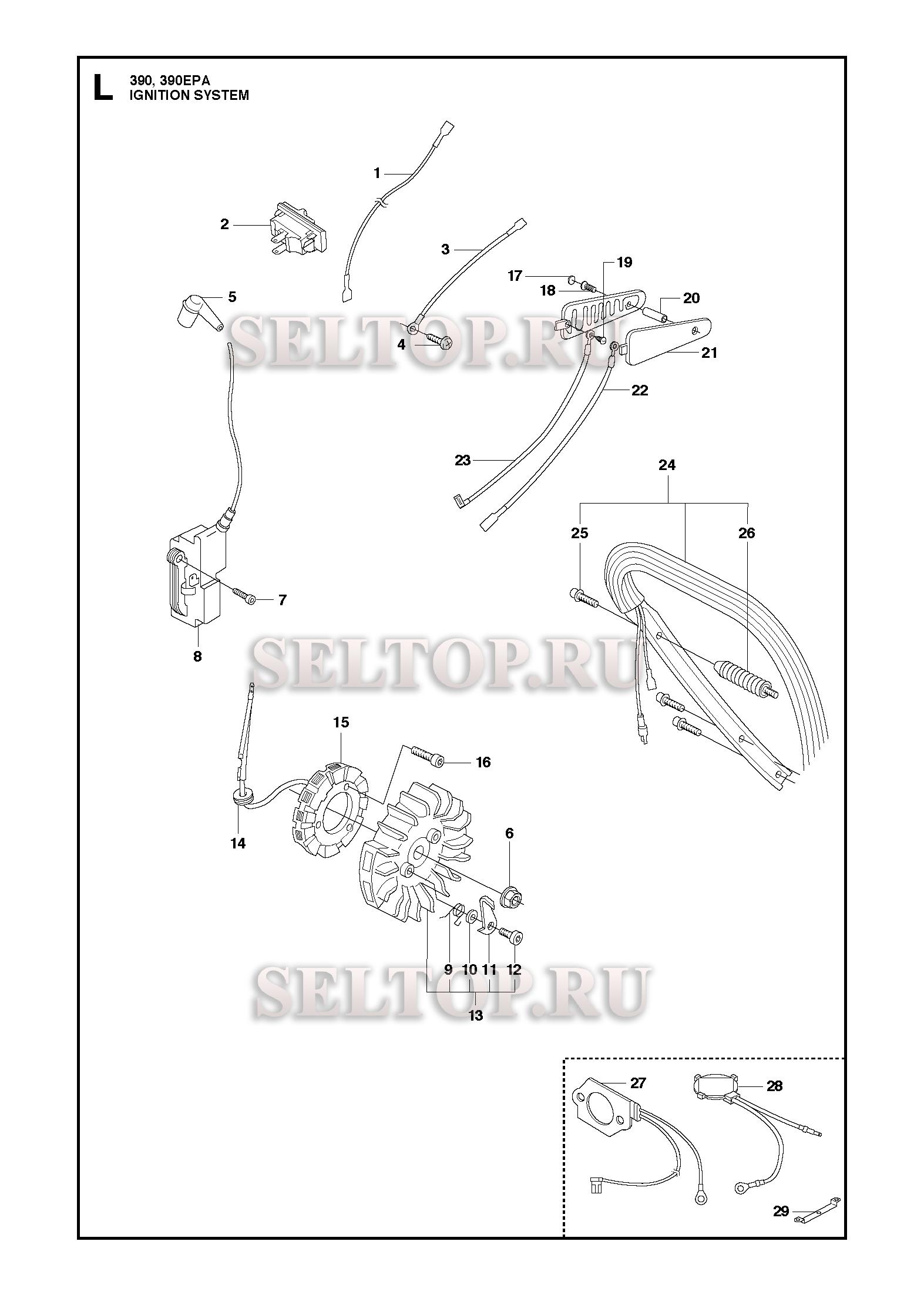 Зажигание для бензопилы Husqvarna 390, 390 EPA (с 2010-05)