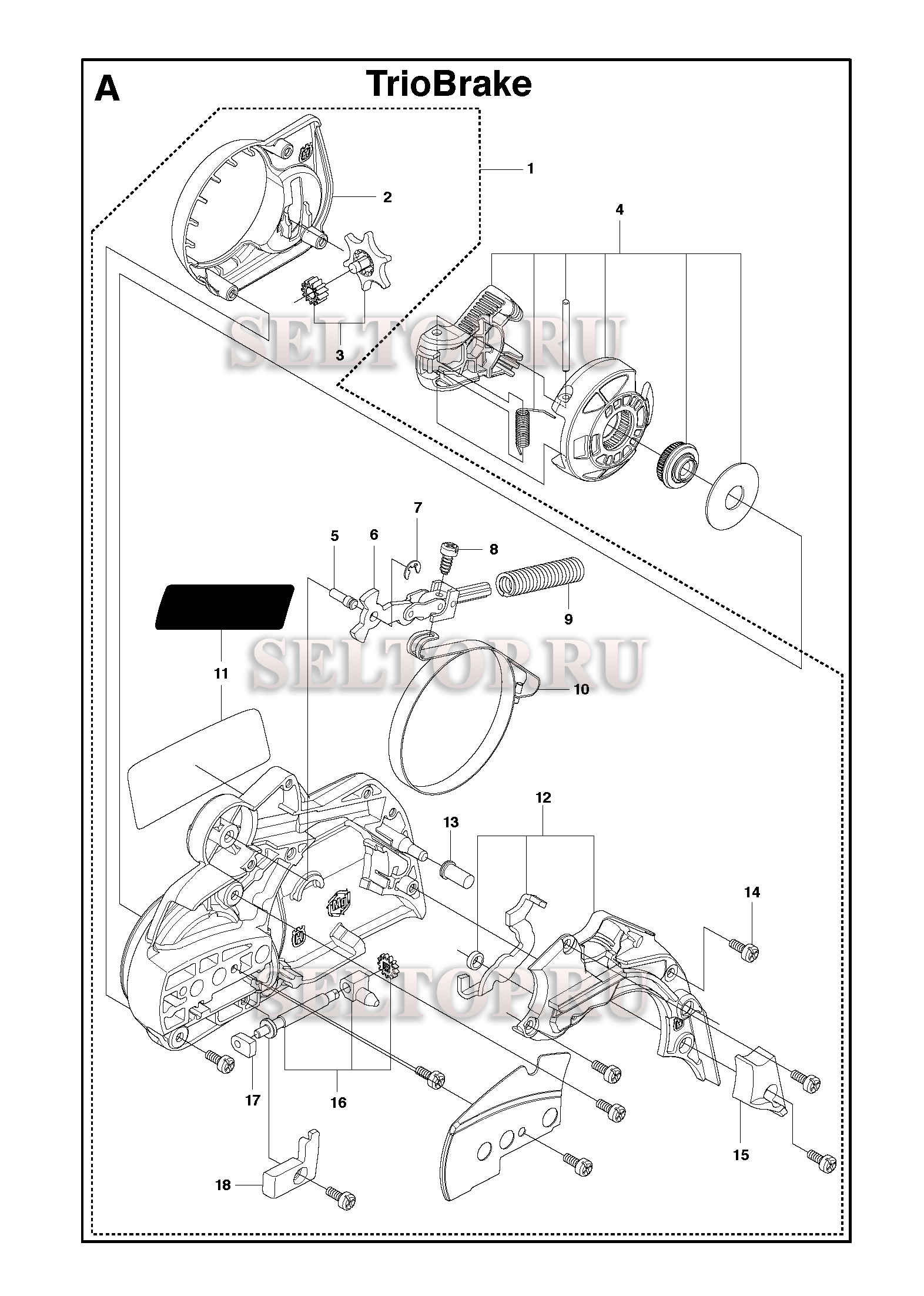 Тормоз цепи, крышка сцепления для бензопилы Husqvarna 440 E TRIOBRAKE (с 2009-10)