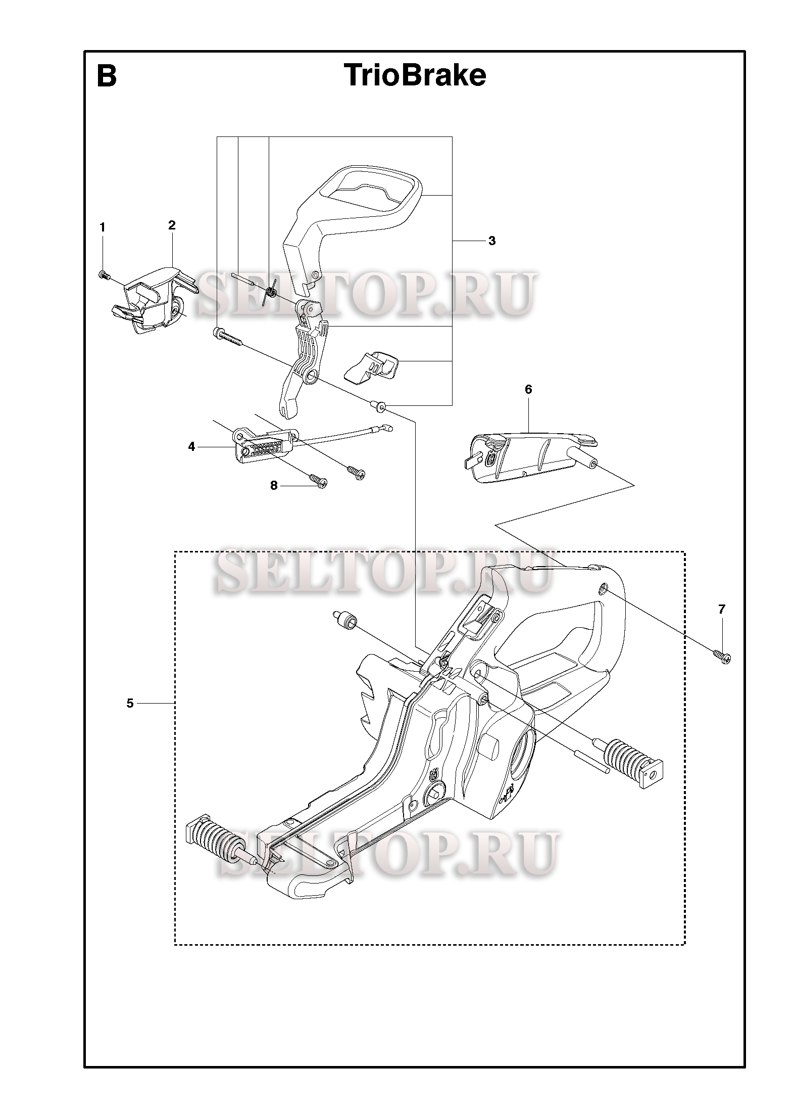 Ручка, рычаги управления для бензопилы Husqvarna 440 E TRIOBRAKE (с 2009-10)