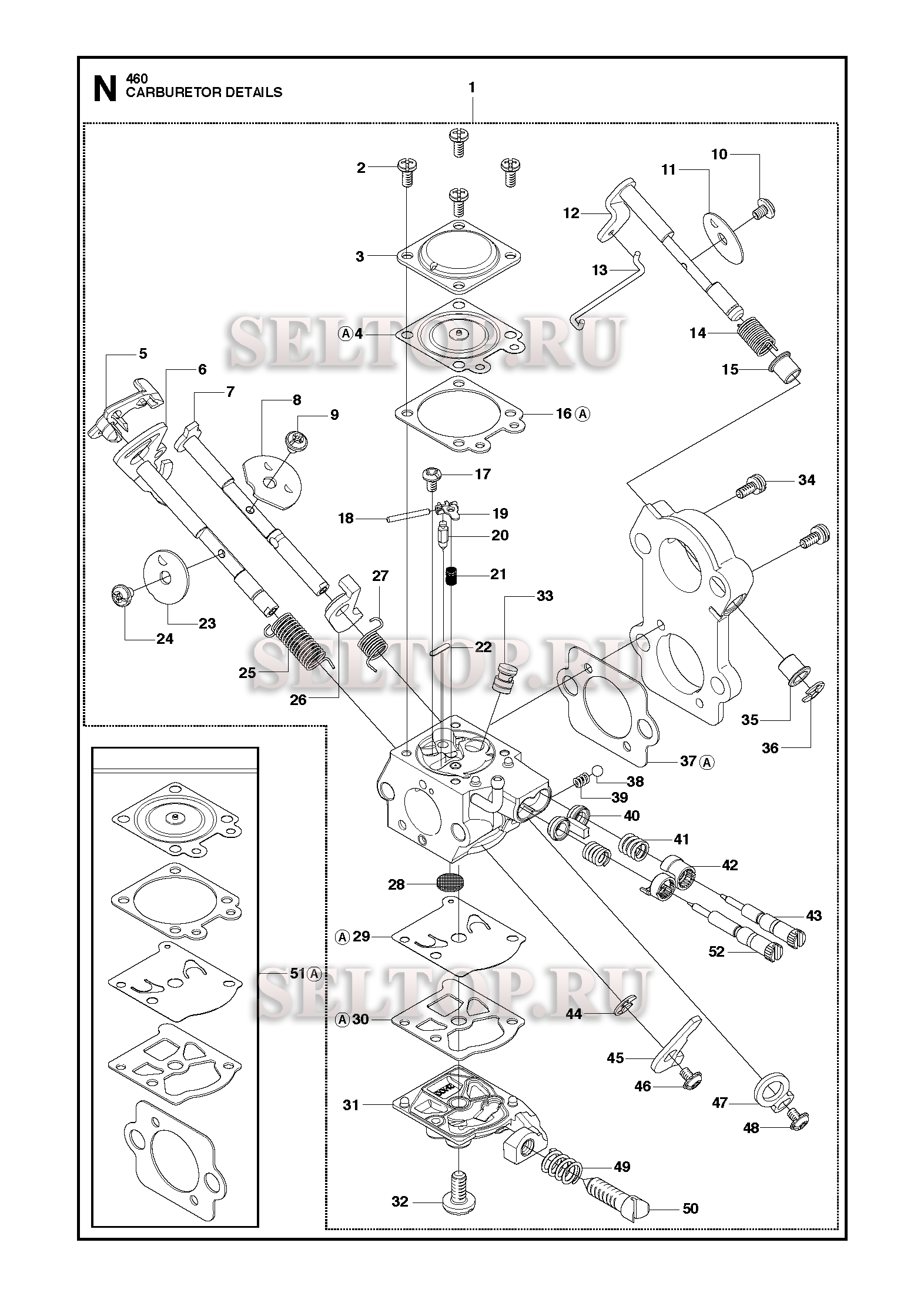 Запчасти карбюратора для бензопилы Husqvarna 461