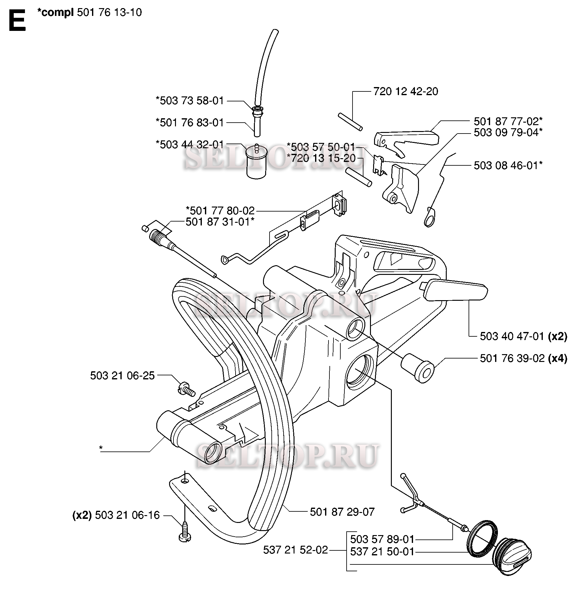 Топливный бак, ручка для бензопилы Husqvarna 55 RANCHER EPA (с 2006-02)