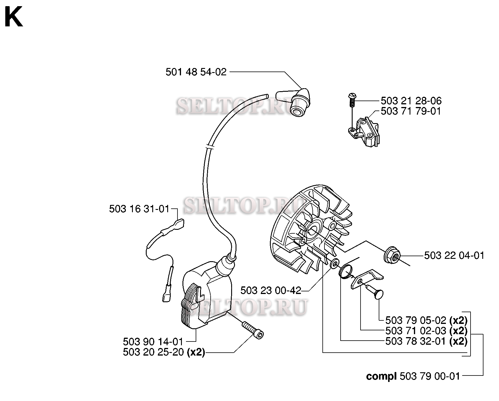 Зажигание для бензопилы Husqvarna 55 RANCHER EPA (с 2006-02)