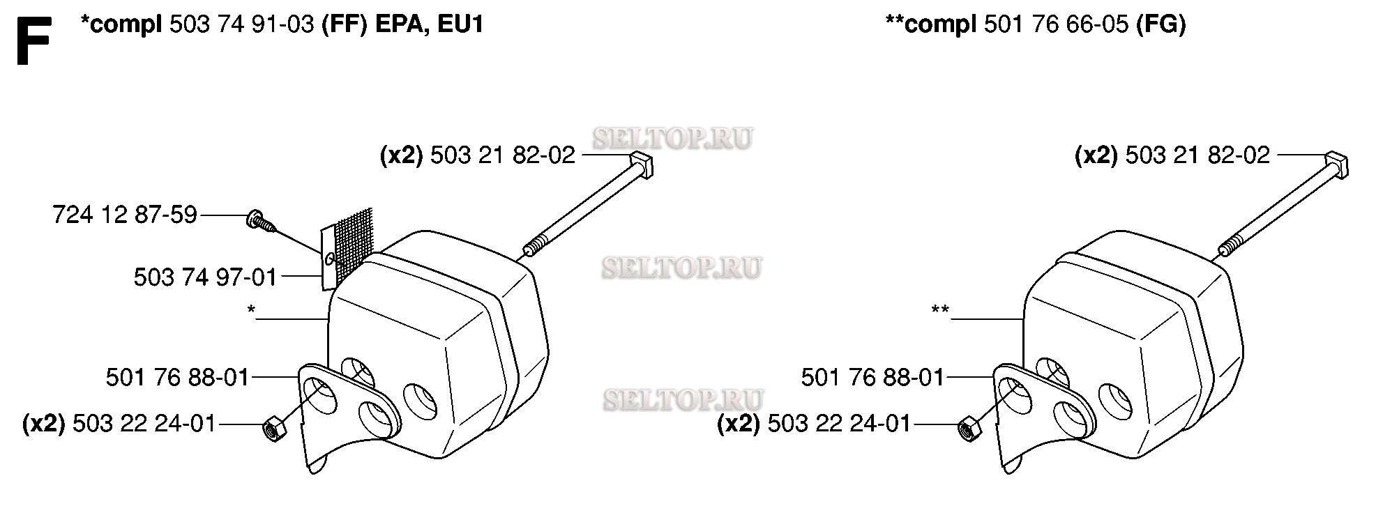 Глушитель для бензопилы Husqvarna 55 RANCHER EPA (с 2006-02)
