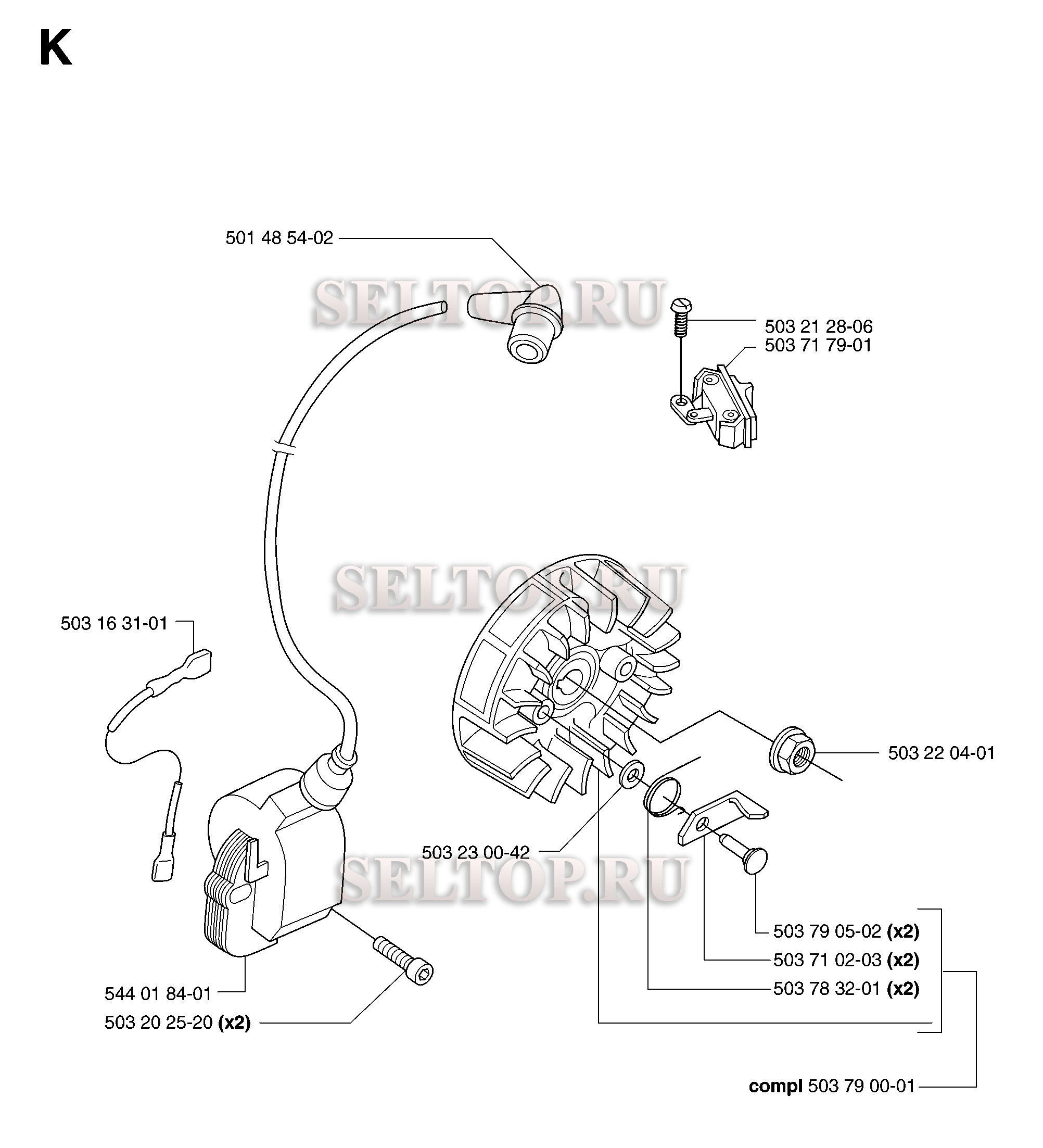 Зажигание для бензопилы Husqvarna 55 RANCHER EPA (с 2007-02)