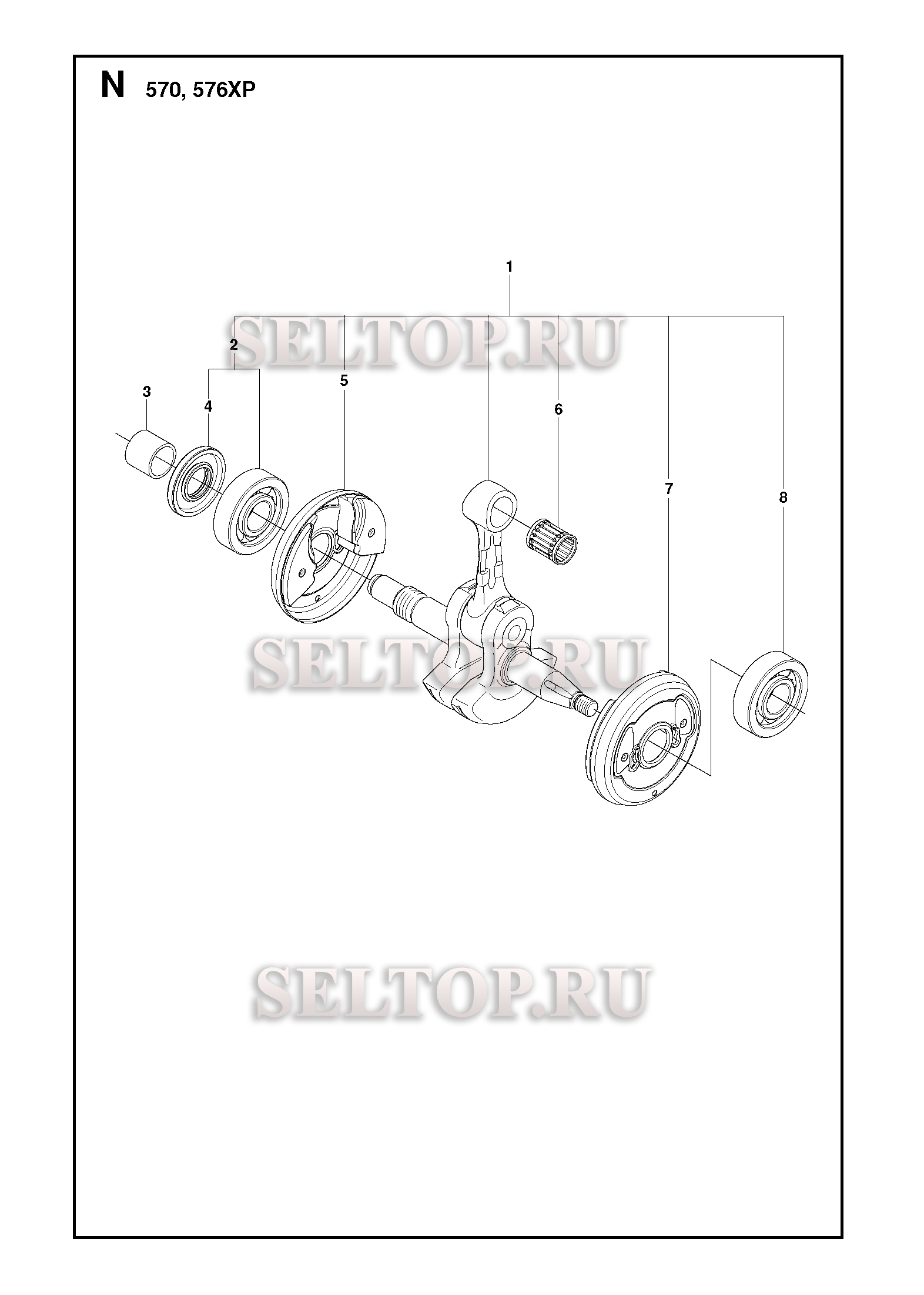 Коленвал для бензопилы Husqvarna 576 XP AUTOTUNE (с 2009-02)