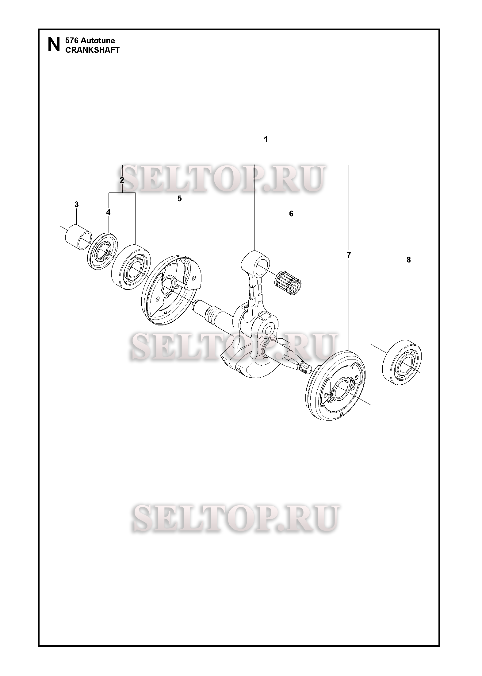 Коленвал для бензопилы Husqvarna 576 XP AUTOTUNE (с 2010-03)