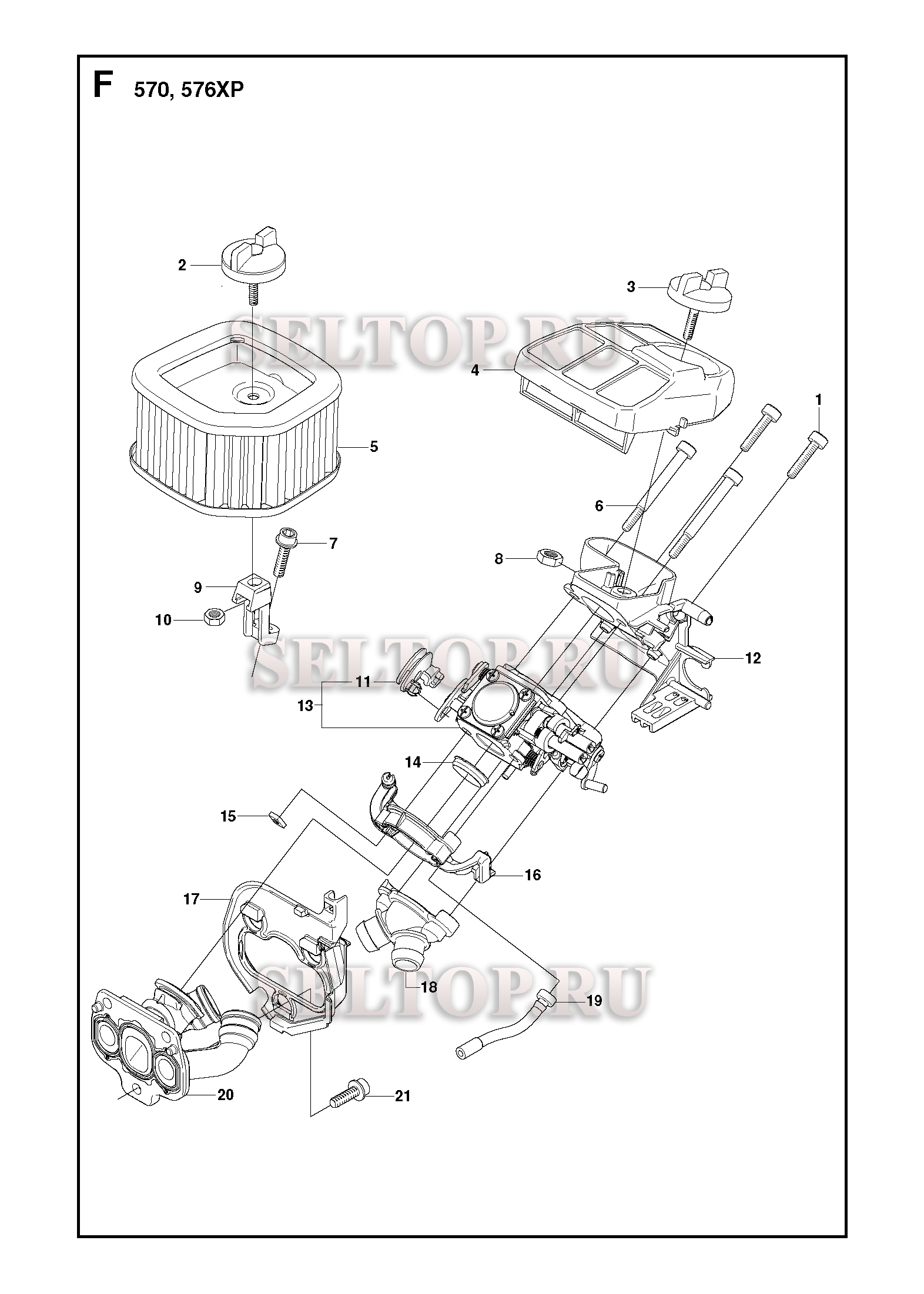 Карбюратор, воздушный фильтр для бензопилы Husqvarna 576 XP (с 2009-01)