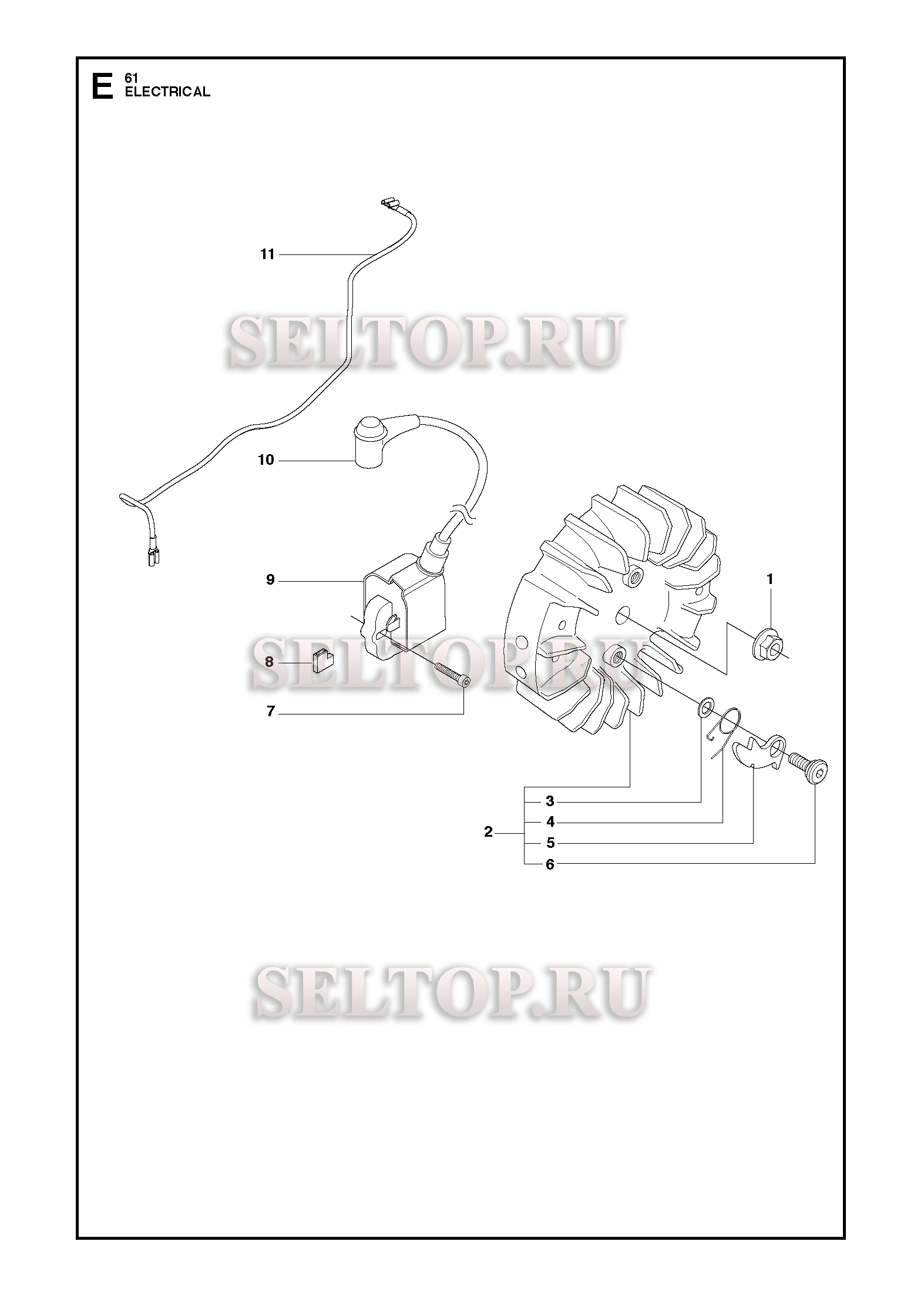 Электротехника для бензопилы Husqvarna 61 (с 2016-07)