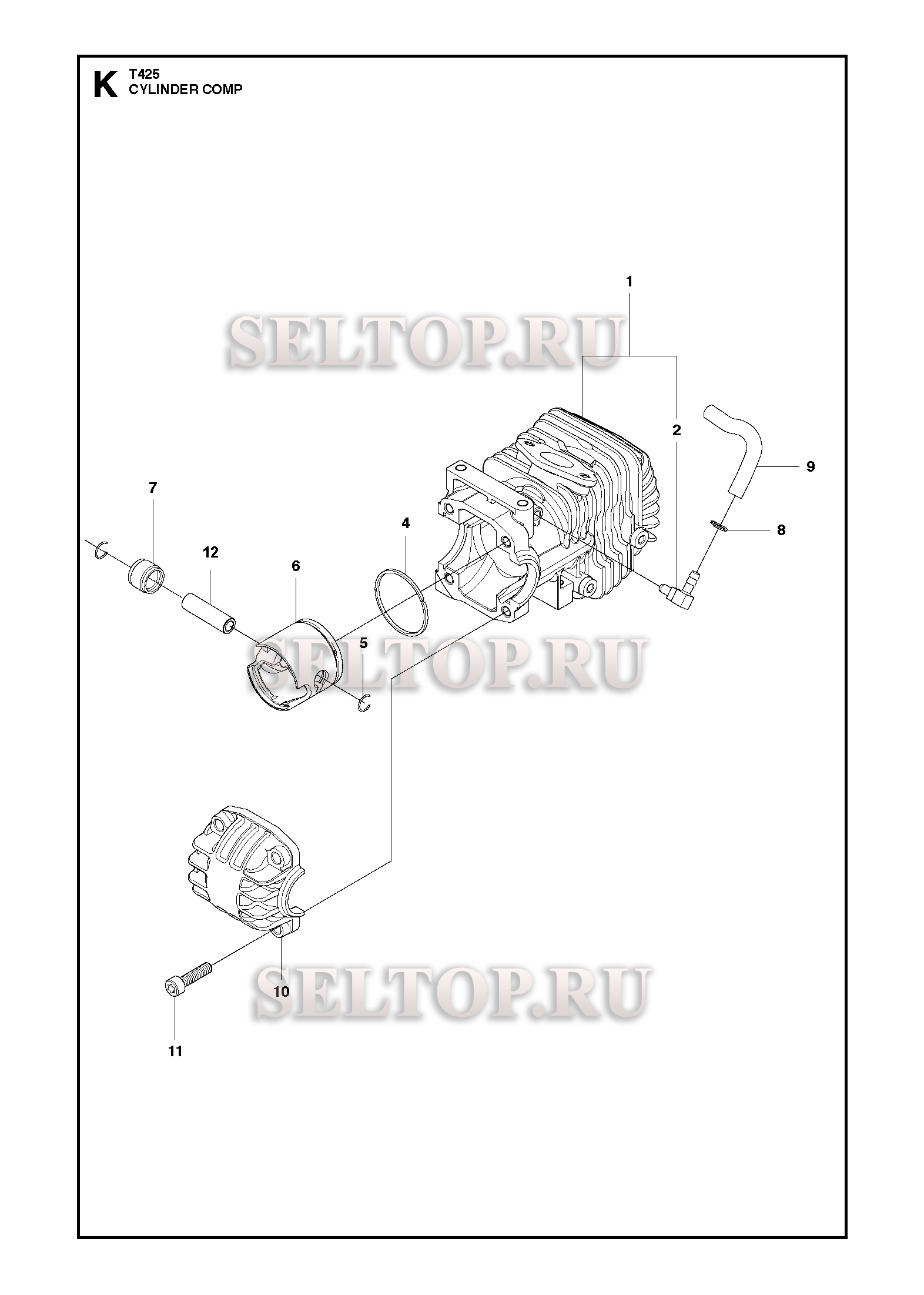 Цилиндр для бензопилы Husqvarna T425 (с 2008-01)