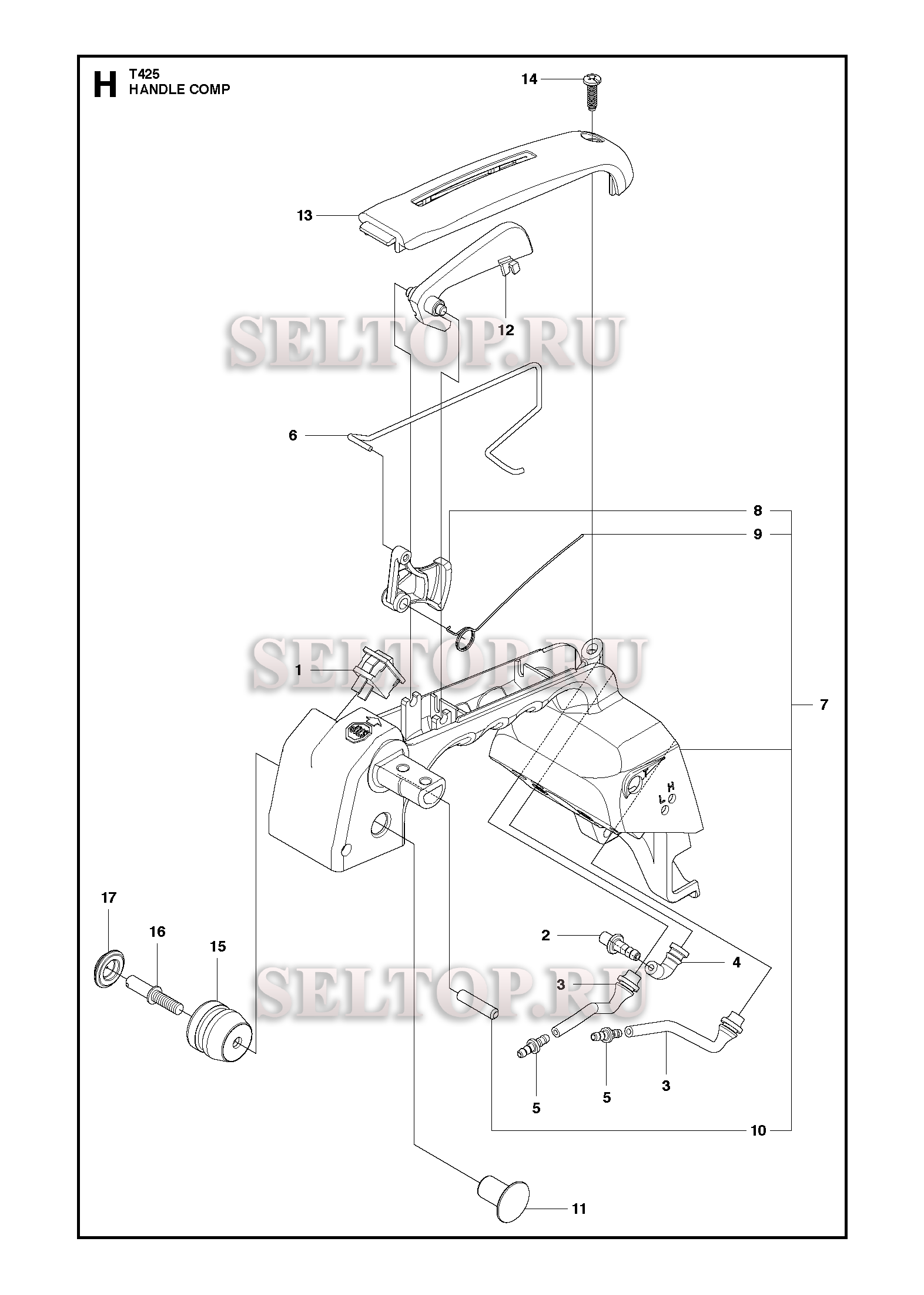 Ручка, рычаги управления для бензопилы Husqvarna T425 (с 2008-01)