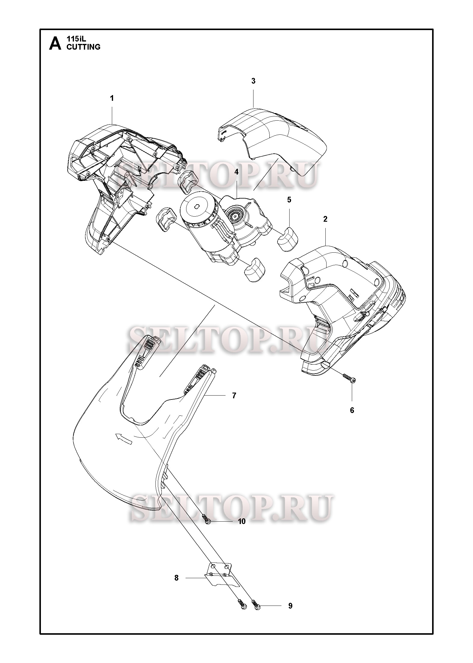 Режущая часть для триммера Husqvarna 115iL (артикул модели 967098702) (с 2017-01)
