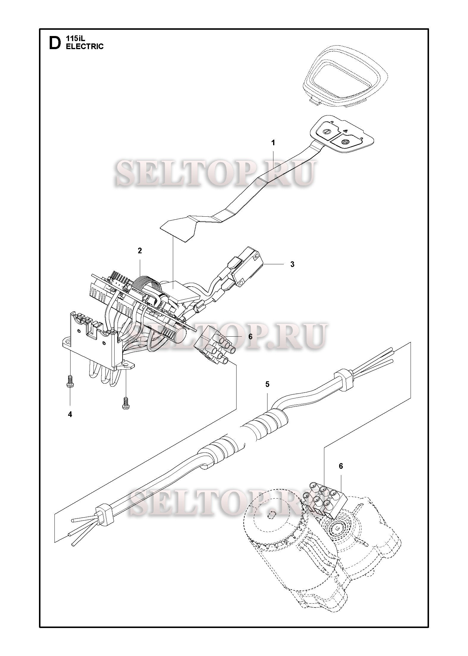 Электротехника для триммера Husqvarna 115iL (артикул модели 967098702) (с 2017-01)