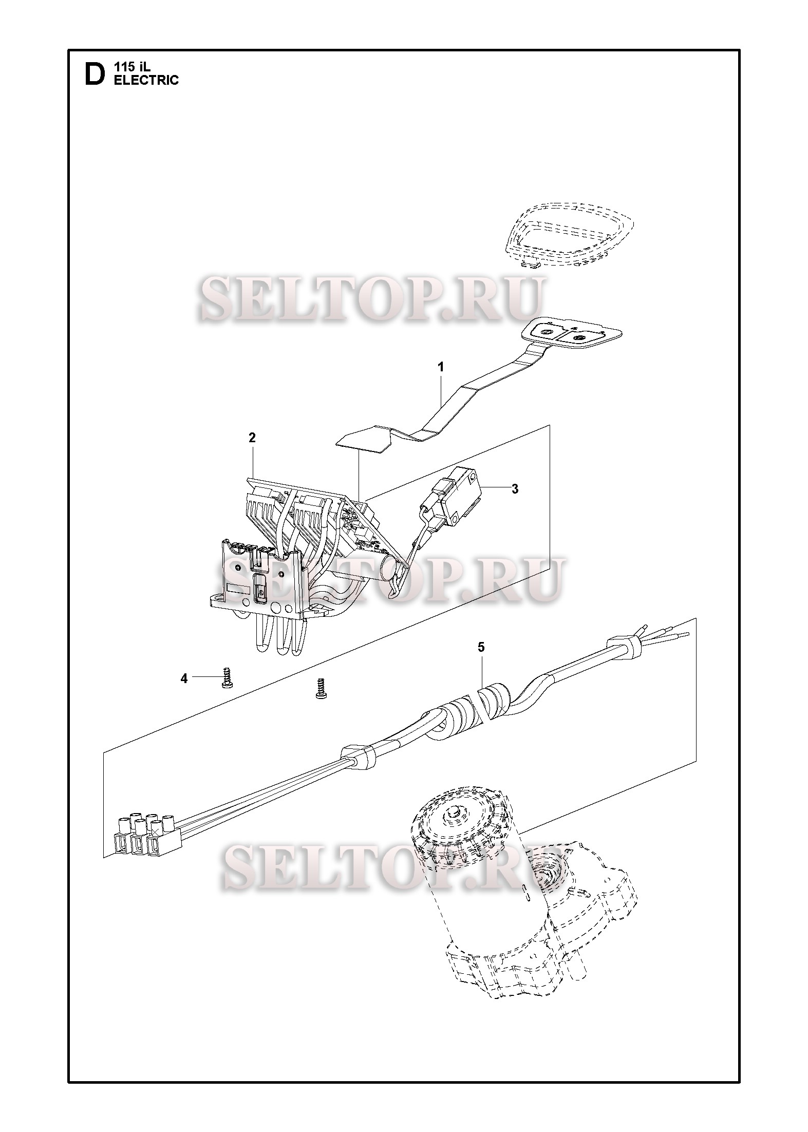Электротехника для триммера Husqvarna 115iL (артикул модели 967098802) (с 2018-02)