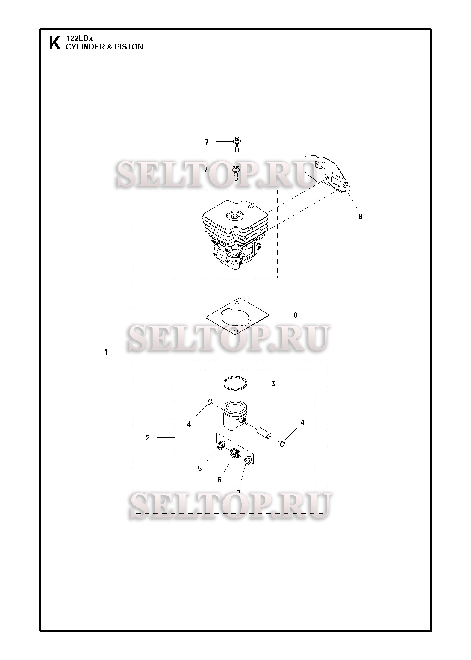 Поршень, цилиндр для триммера Husqvarna 122 LD