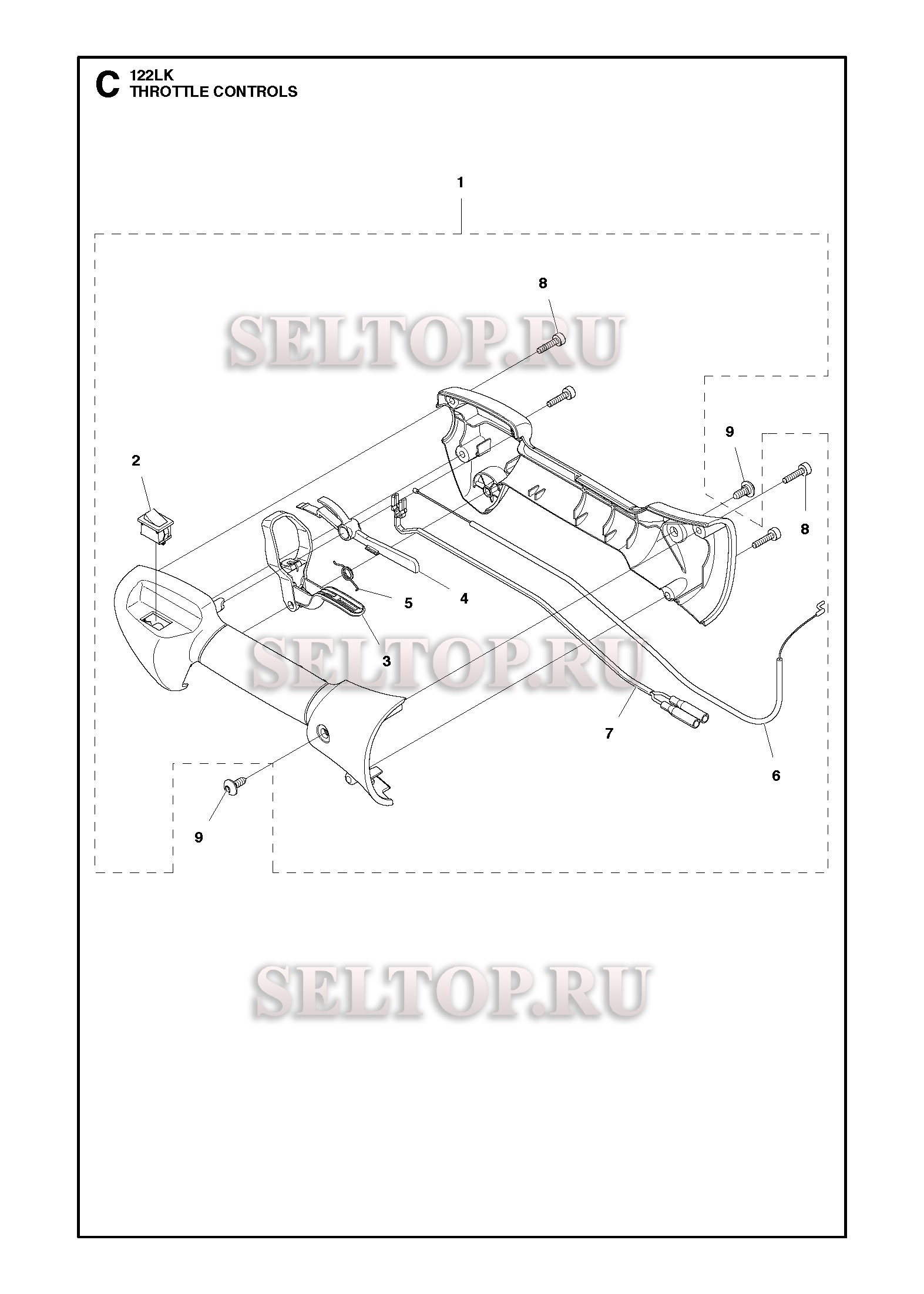 Управление дросселем для триммера Husqvarna 122 LK (артикул модели 967252801)