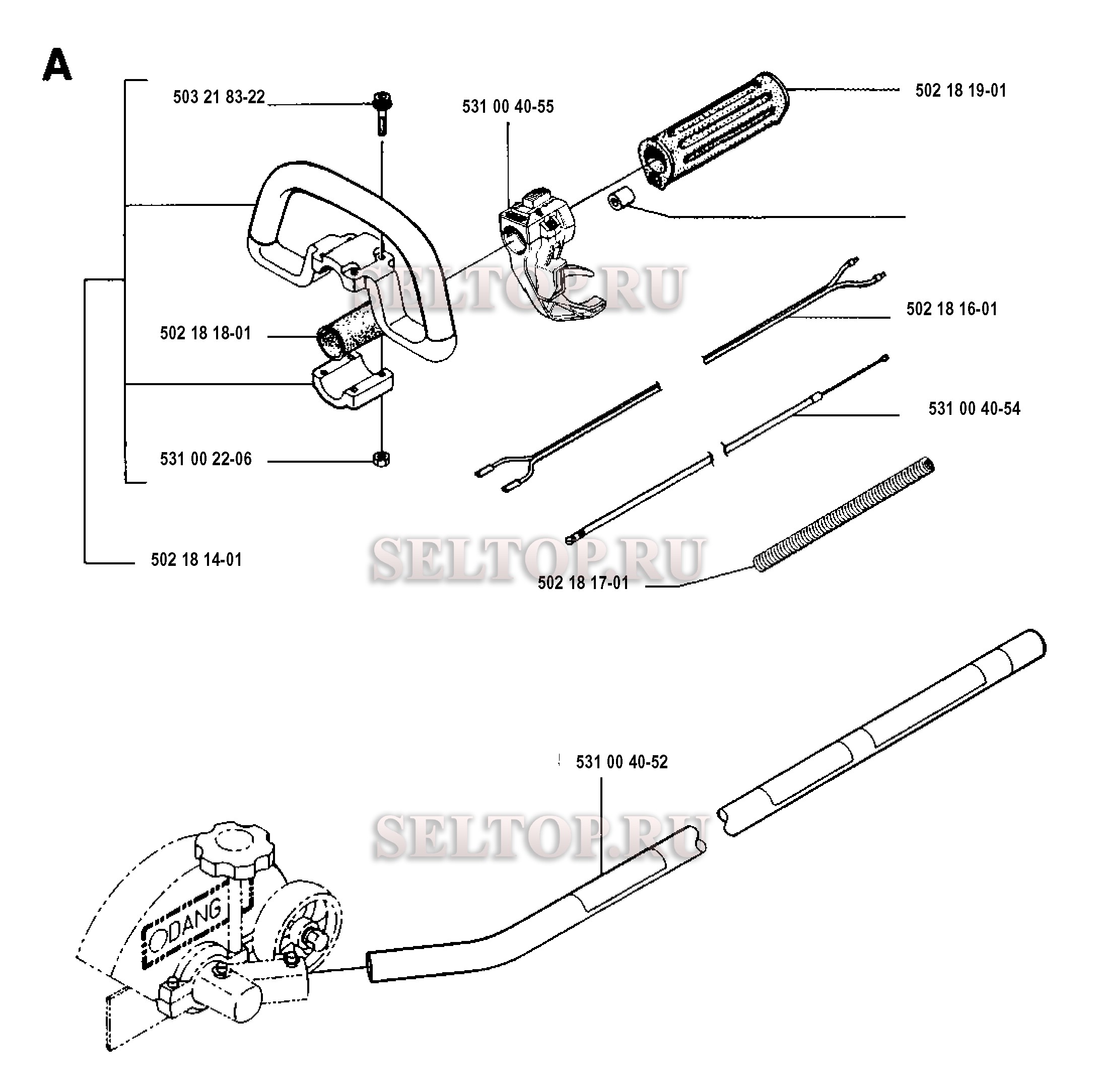 Ручка, рычаги управления для триммера Husqvarna 125 E (с 1993-04)