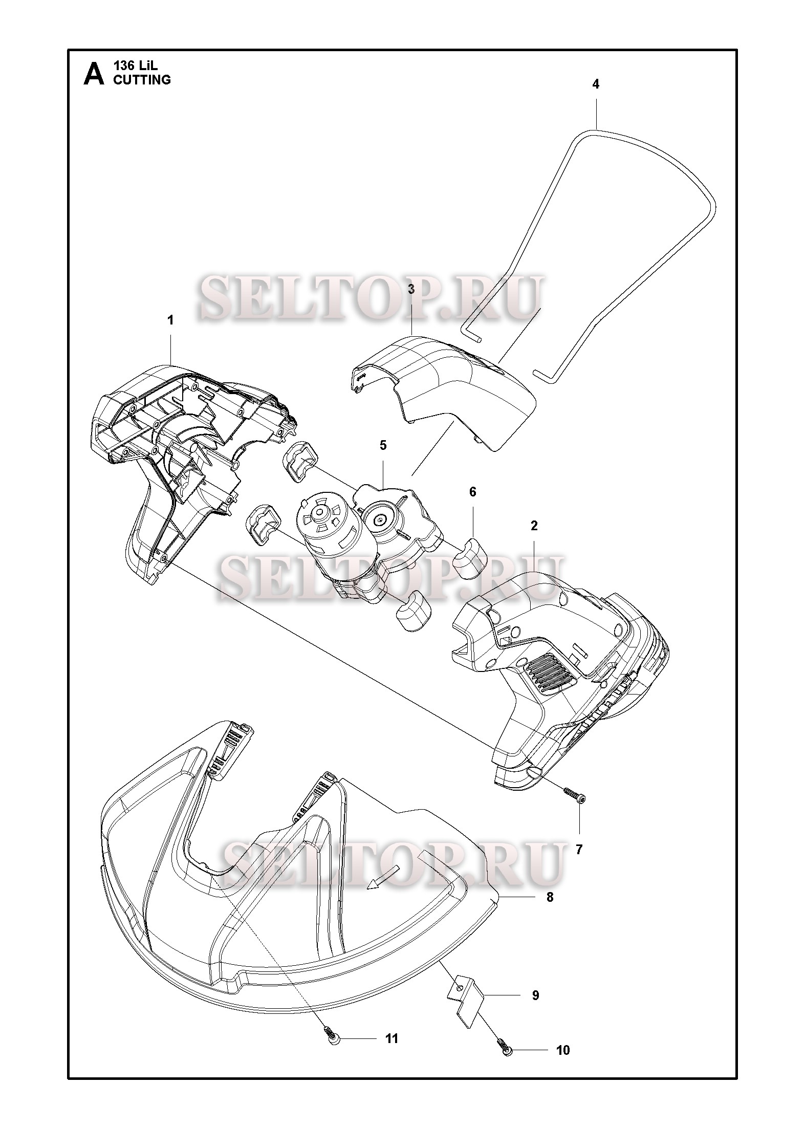 Режущая часть для триммера Husqvarna 136 LiL (артикул модели 967276401) (с 2015-03)