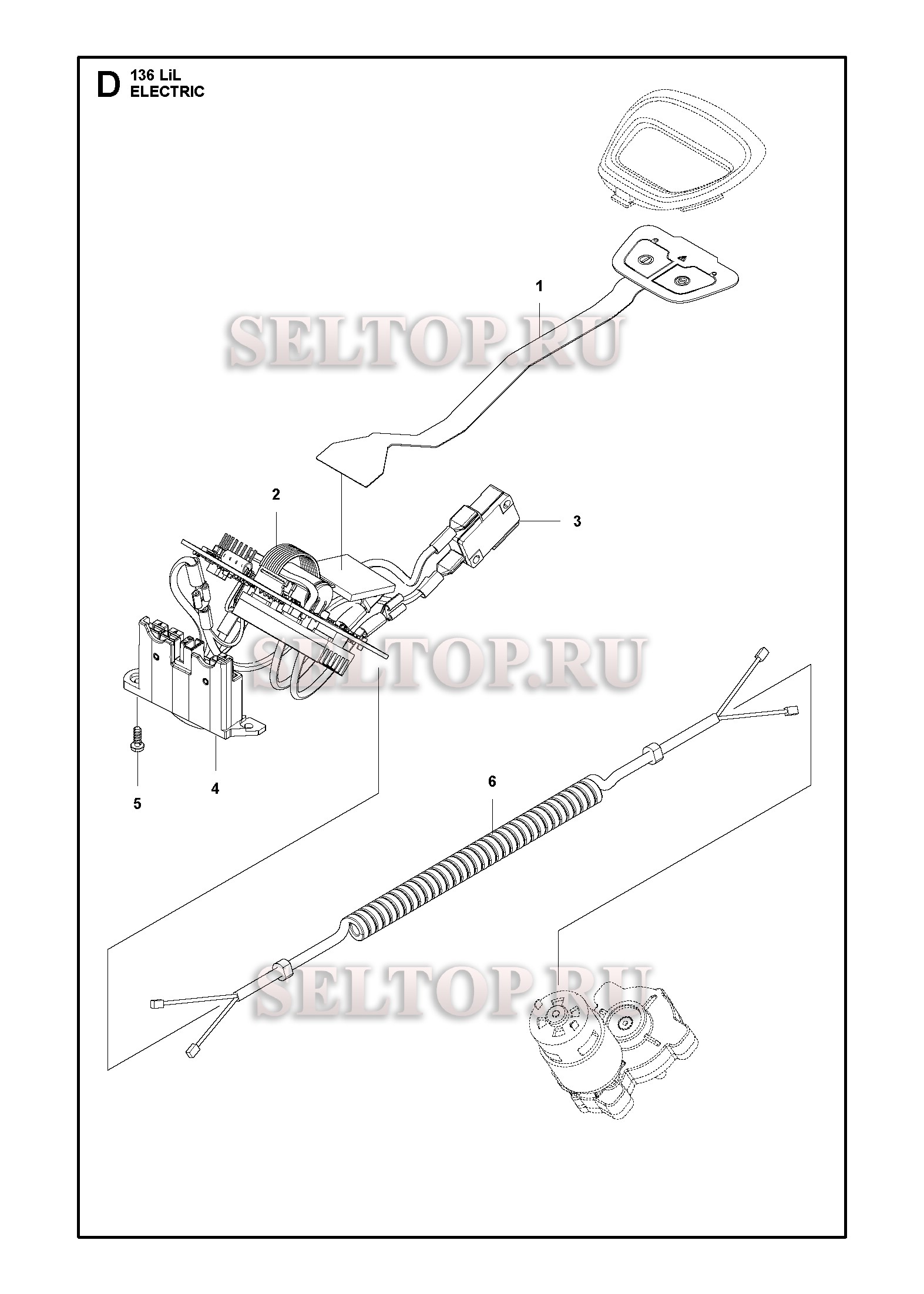 Электротехника для триммера Husqvarna 136 LiL (артикул модели 967276401) (с 2015-03)