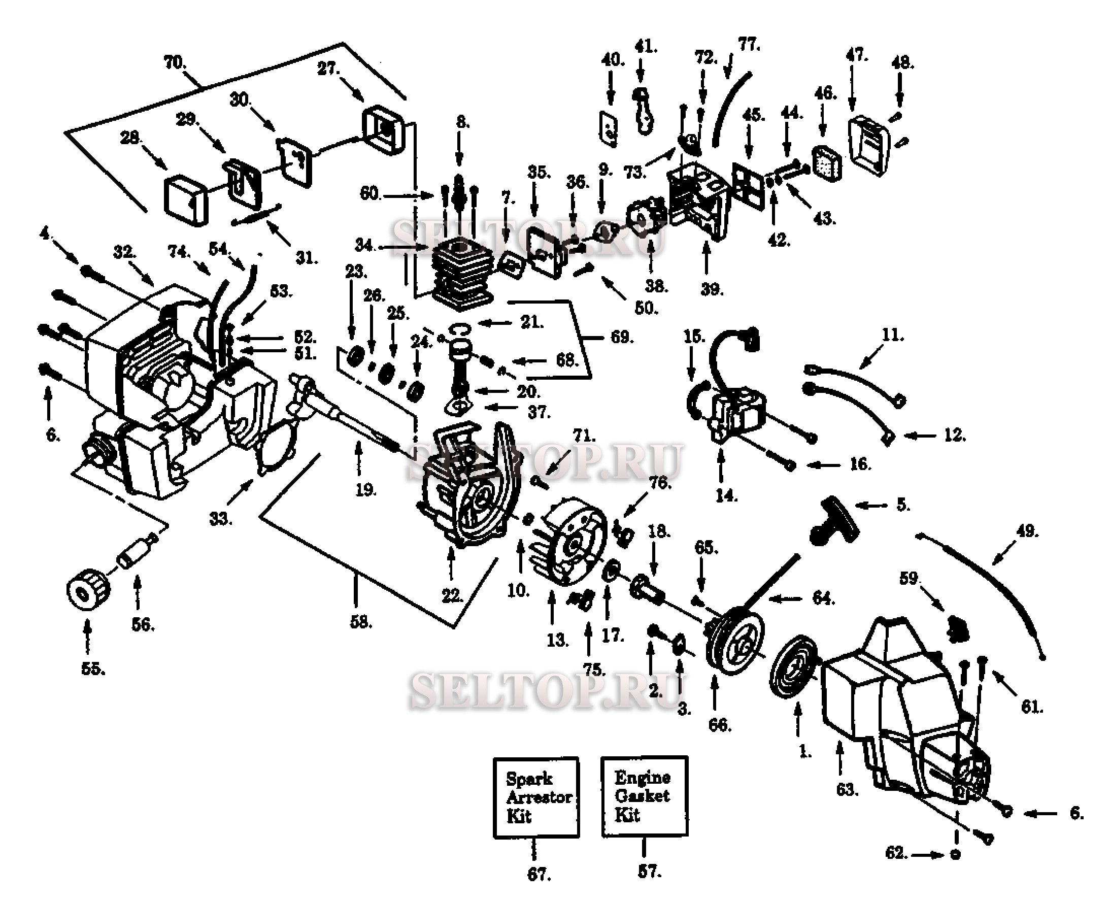Двигатель для триммера Husqvarna 21 LCN (с 1994-12)