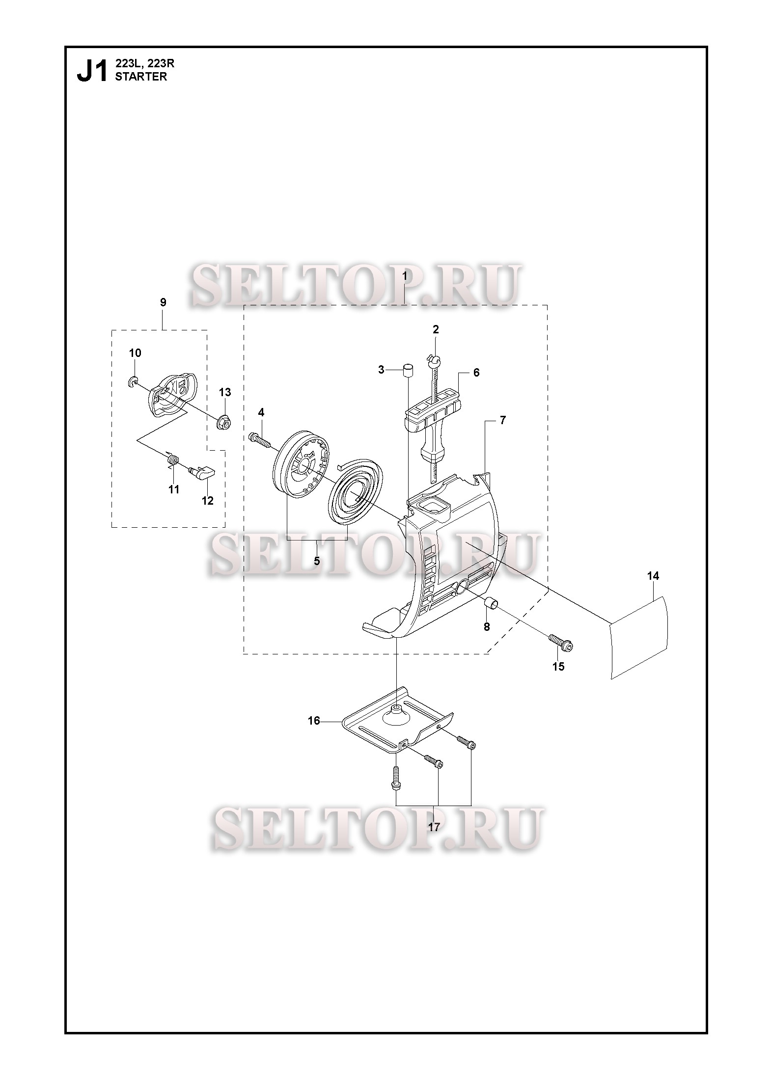 Стартер для триммера Husqvarna 223 L (с 2014)