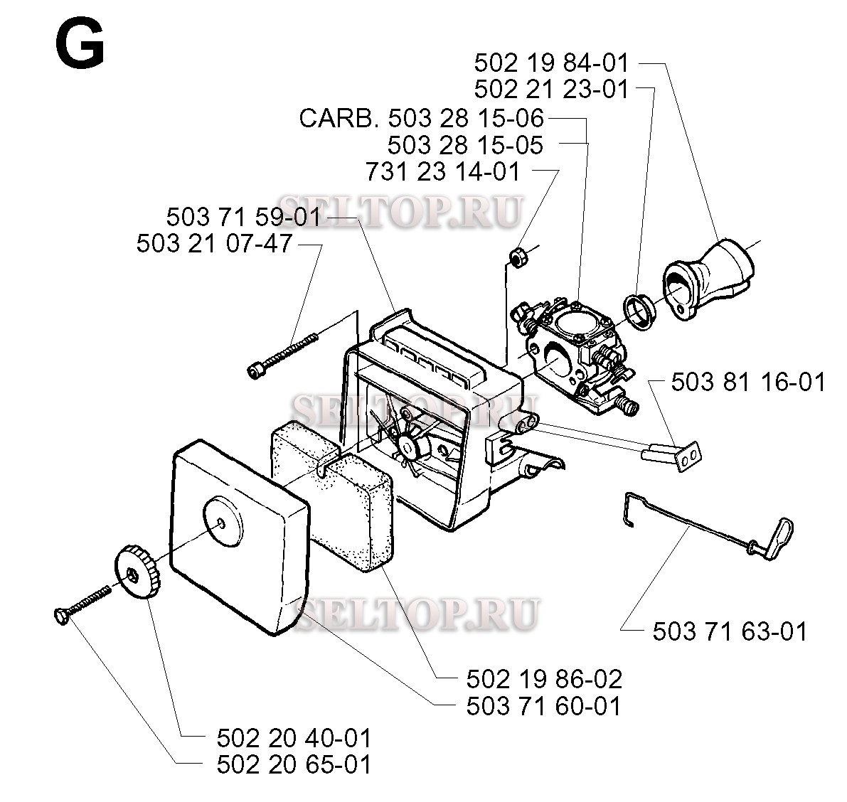 Карбюратор, воздушный фильтр для триммера Husqvarna 225 L (с 1996-06)
