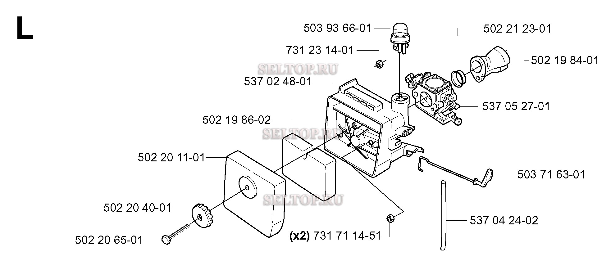 Карбюратор, воздушный фильтр для триммера Husqvarna 232 L (с 2006-01)