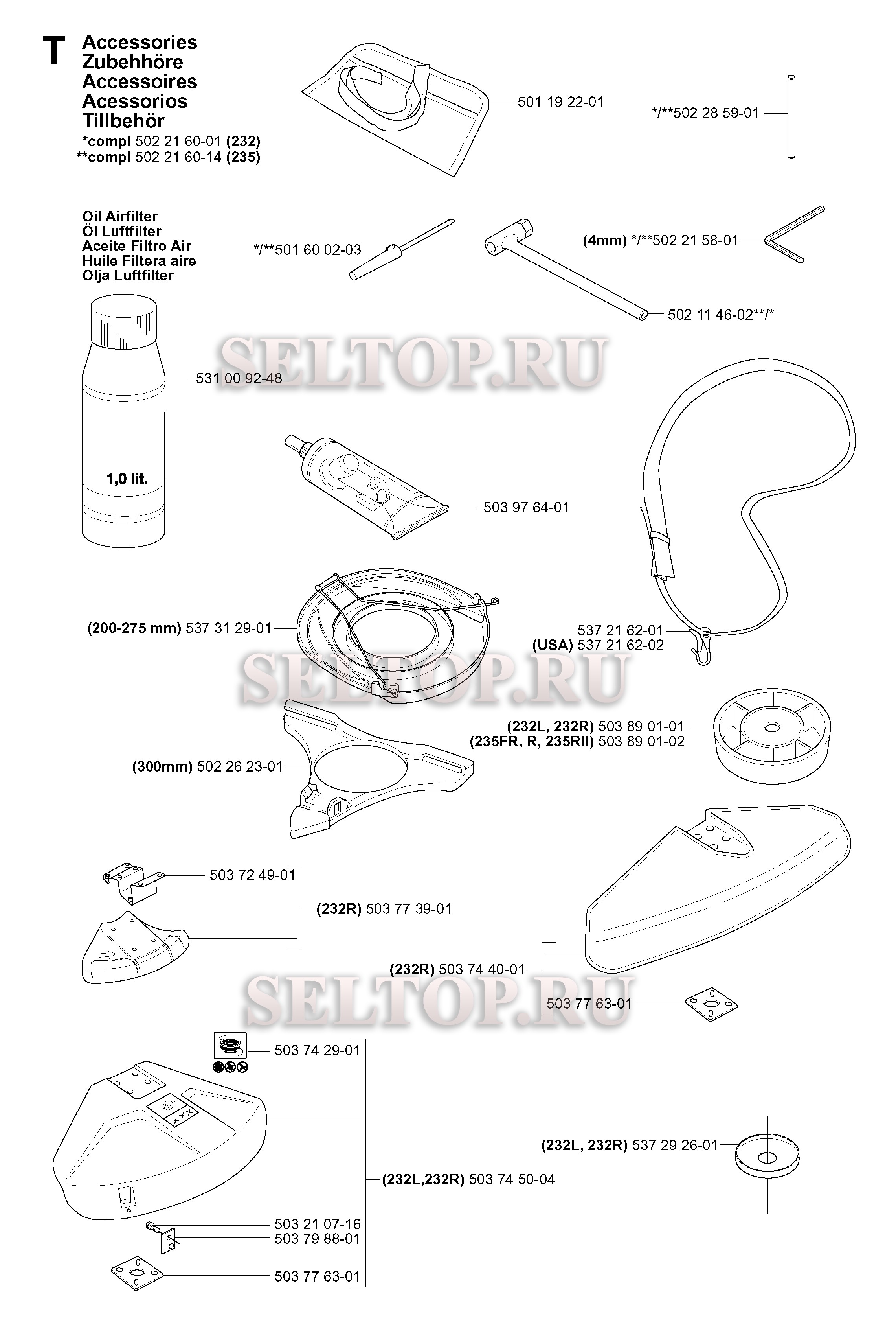 Аксессуары для триммера Husqvarna 232 L (с 2007-01)