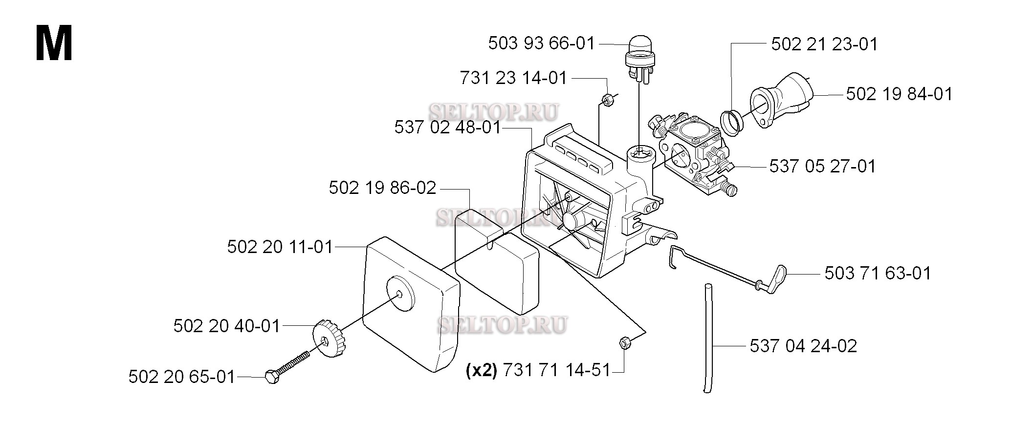 Карбюратор, воздушный фильтр для триммера Husqvarna 232 L (с 2007-01)
