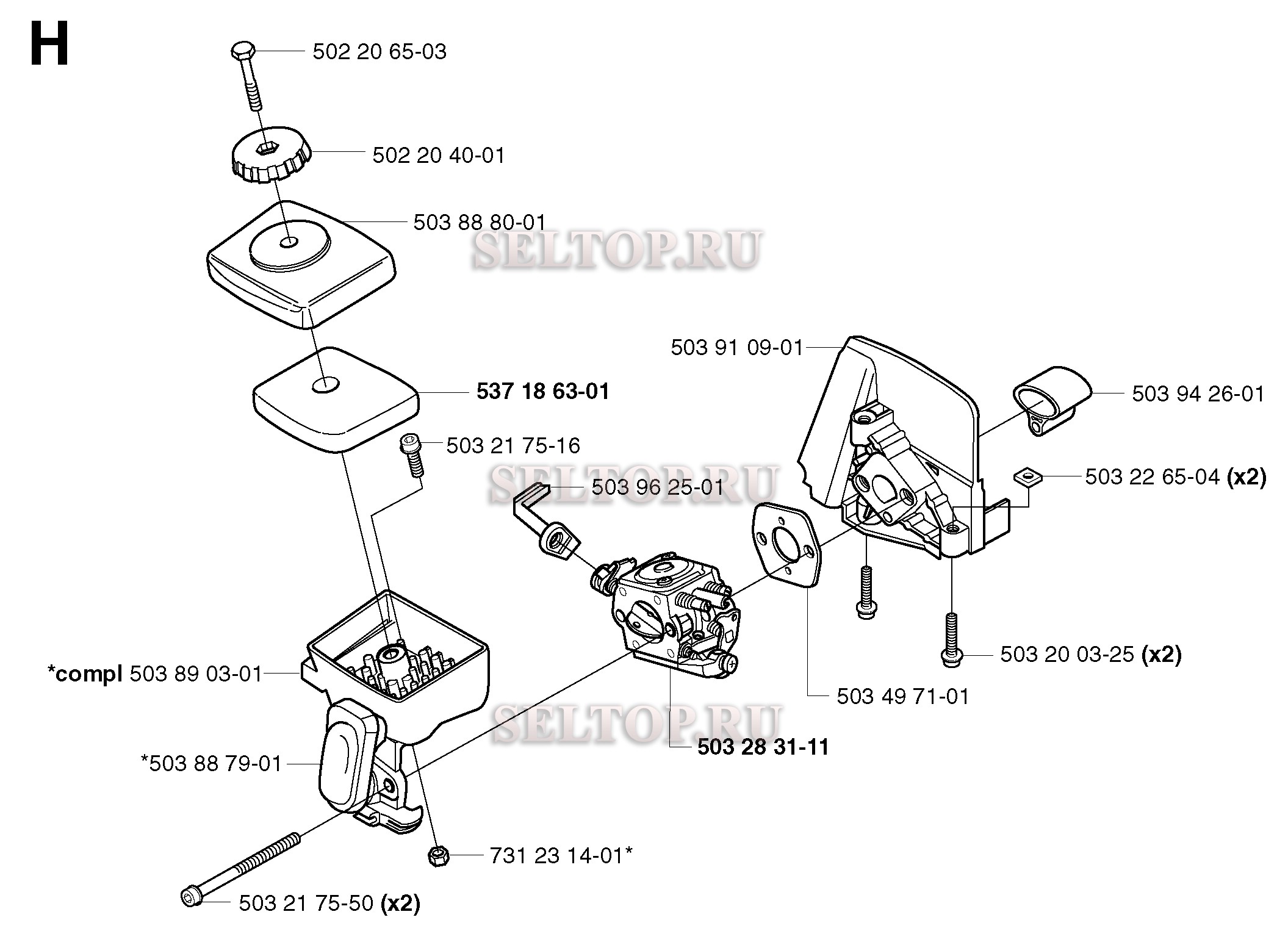 Карбюратор, воздушный фильтр для триммера Husqvarna 322 L (с 2002-01)
