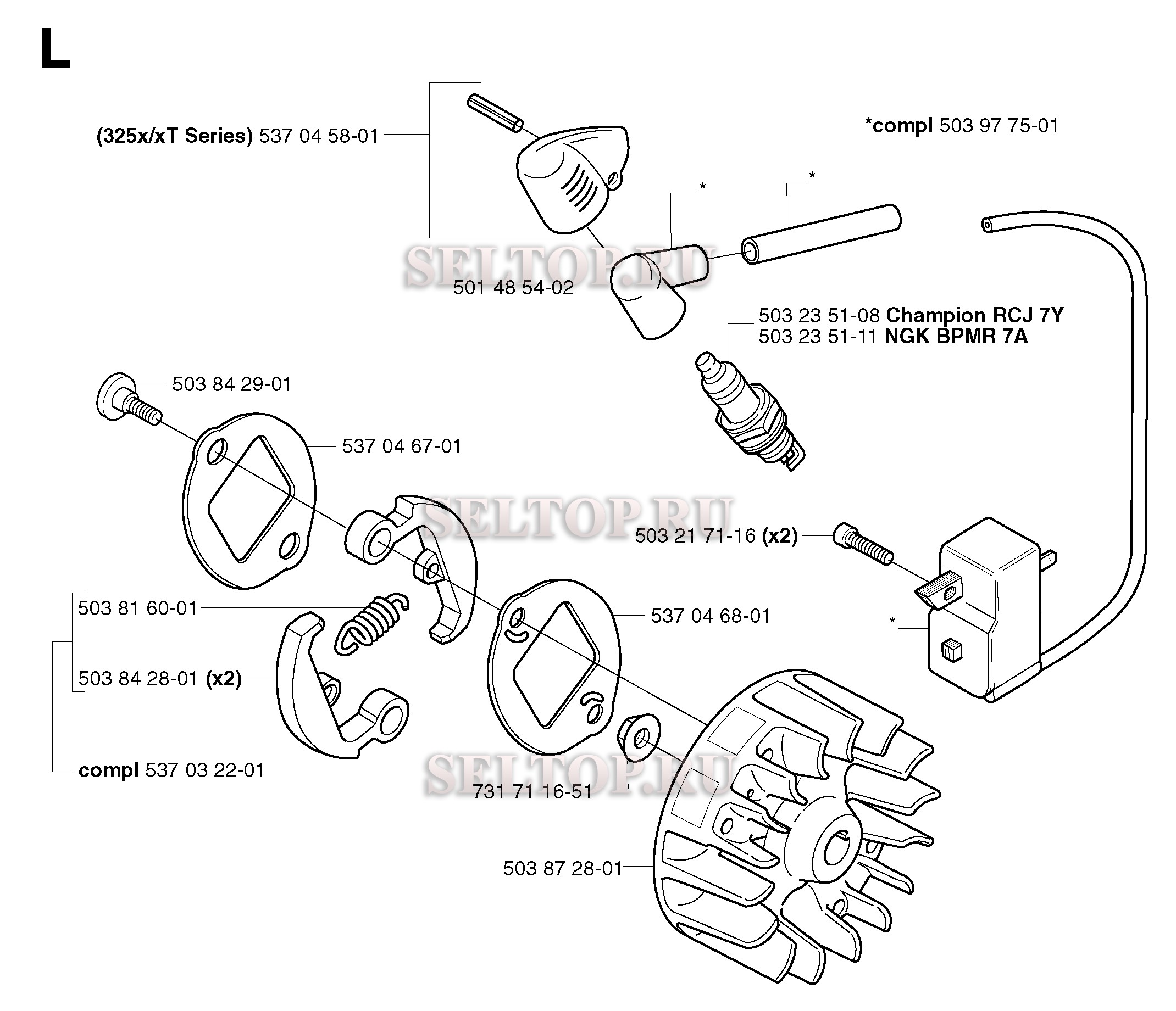 Система зажигания, сцепление для триммера Husqvarna 323 L (с 2002-01)