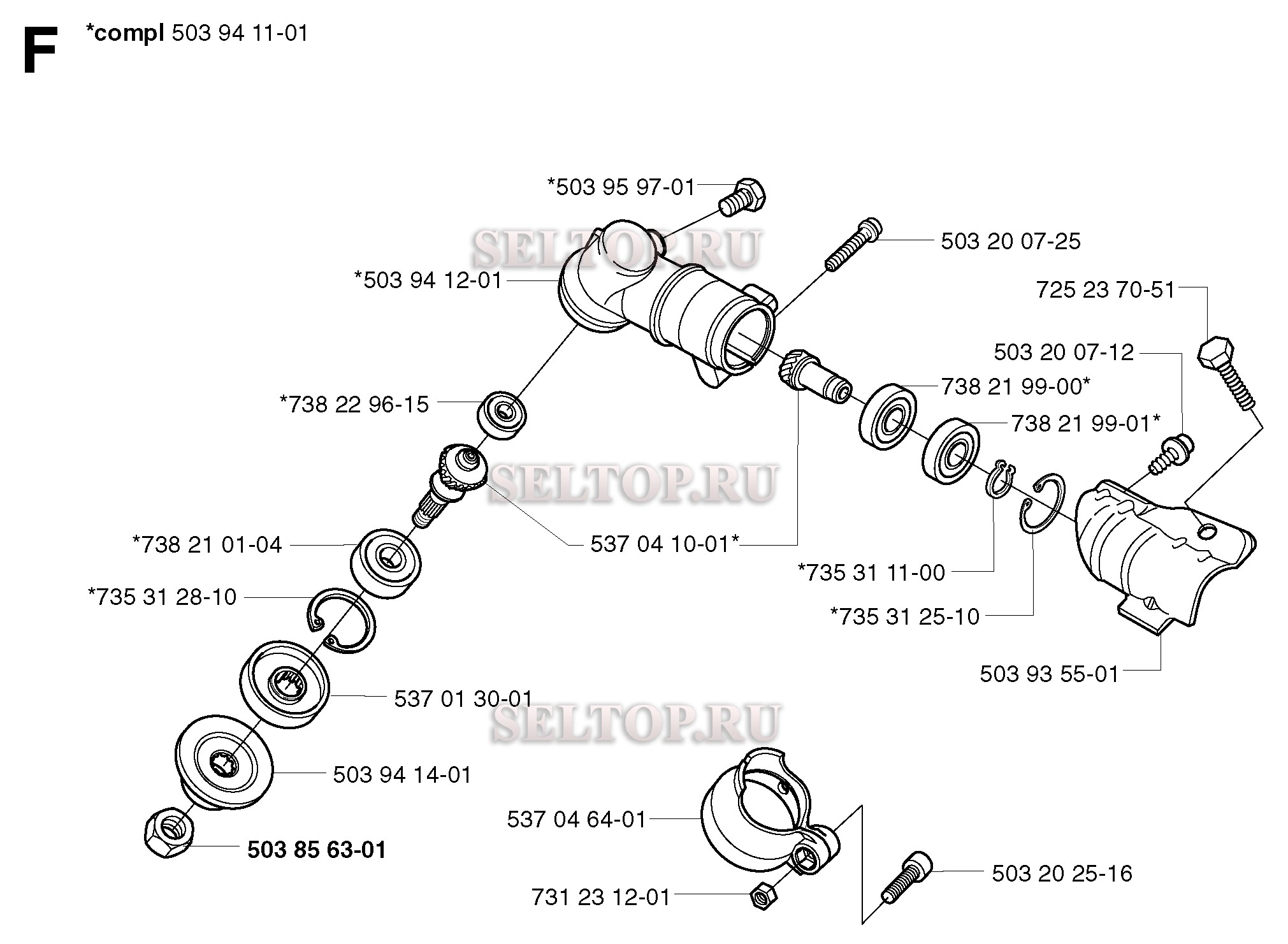 Редуктор для триммера Husqvarna 325 CX (с 2002-01) (вариант 2)