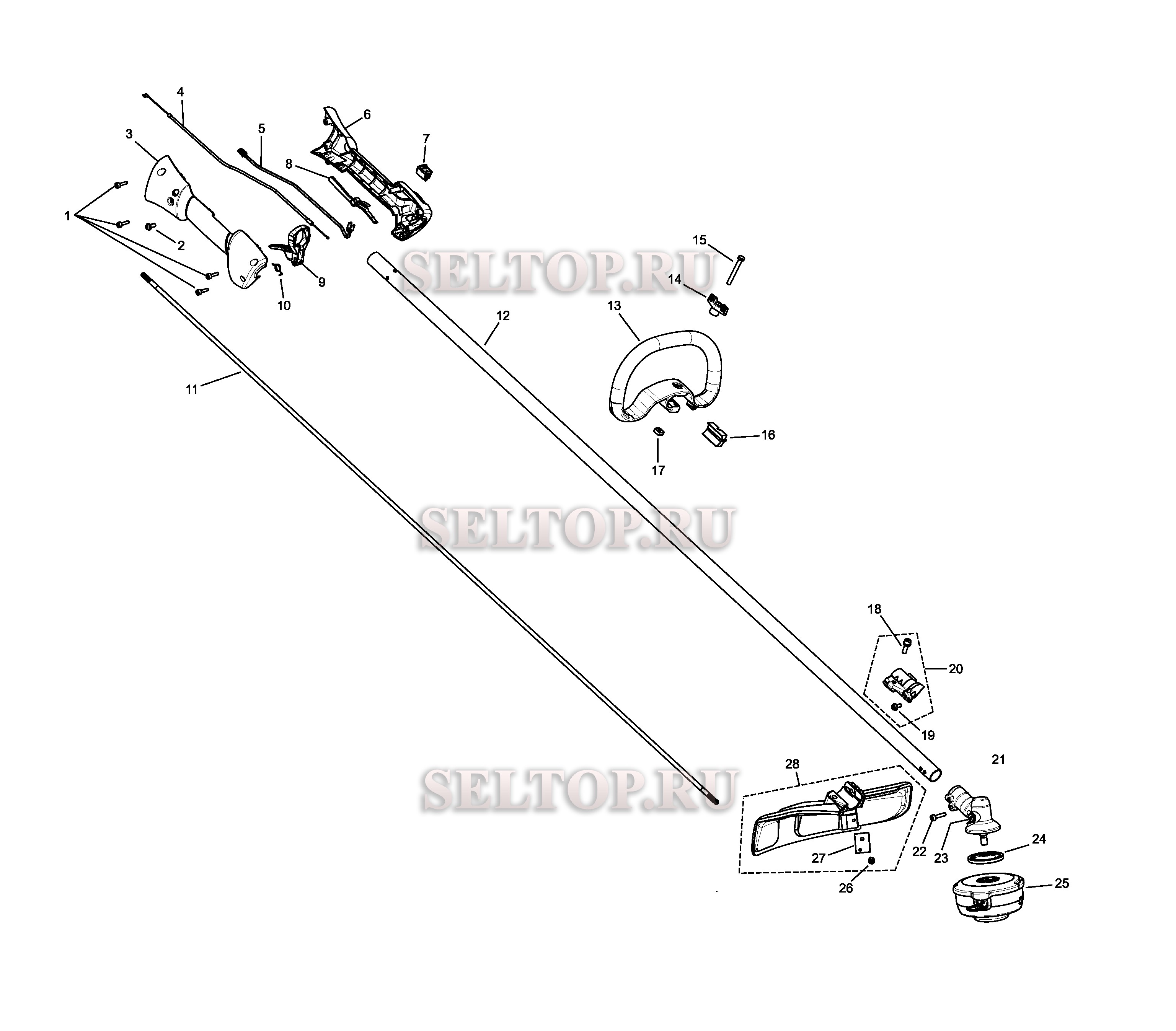 Вал привода, ручка для триммера Husqvarna 325 L (с 2019-02)