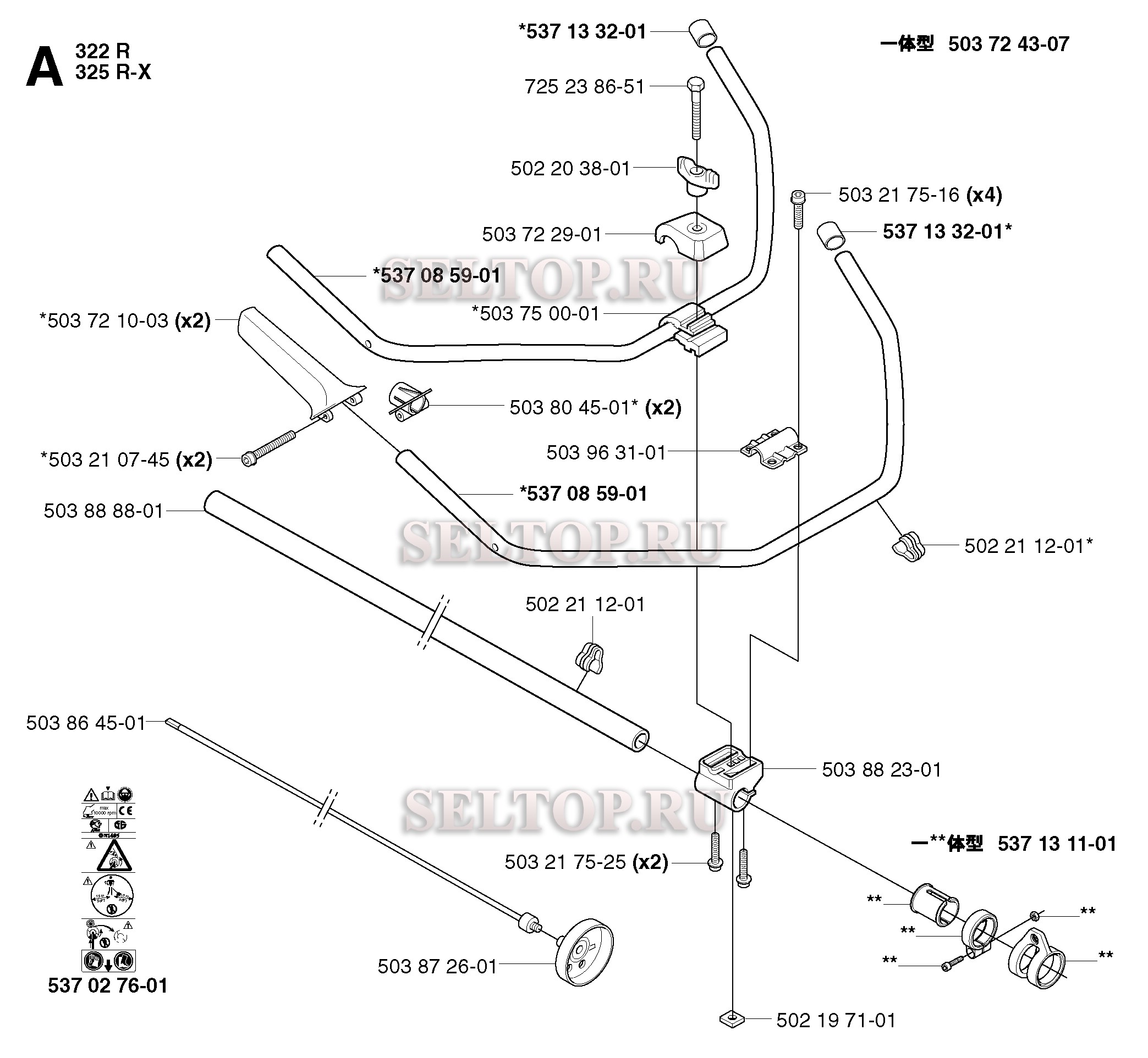 Вал привода, ручка для триммера Husqvarna 325 TX (с 2000-05)