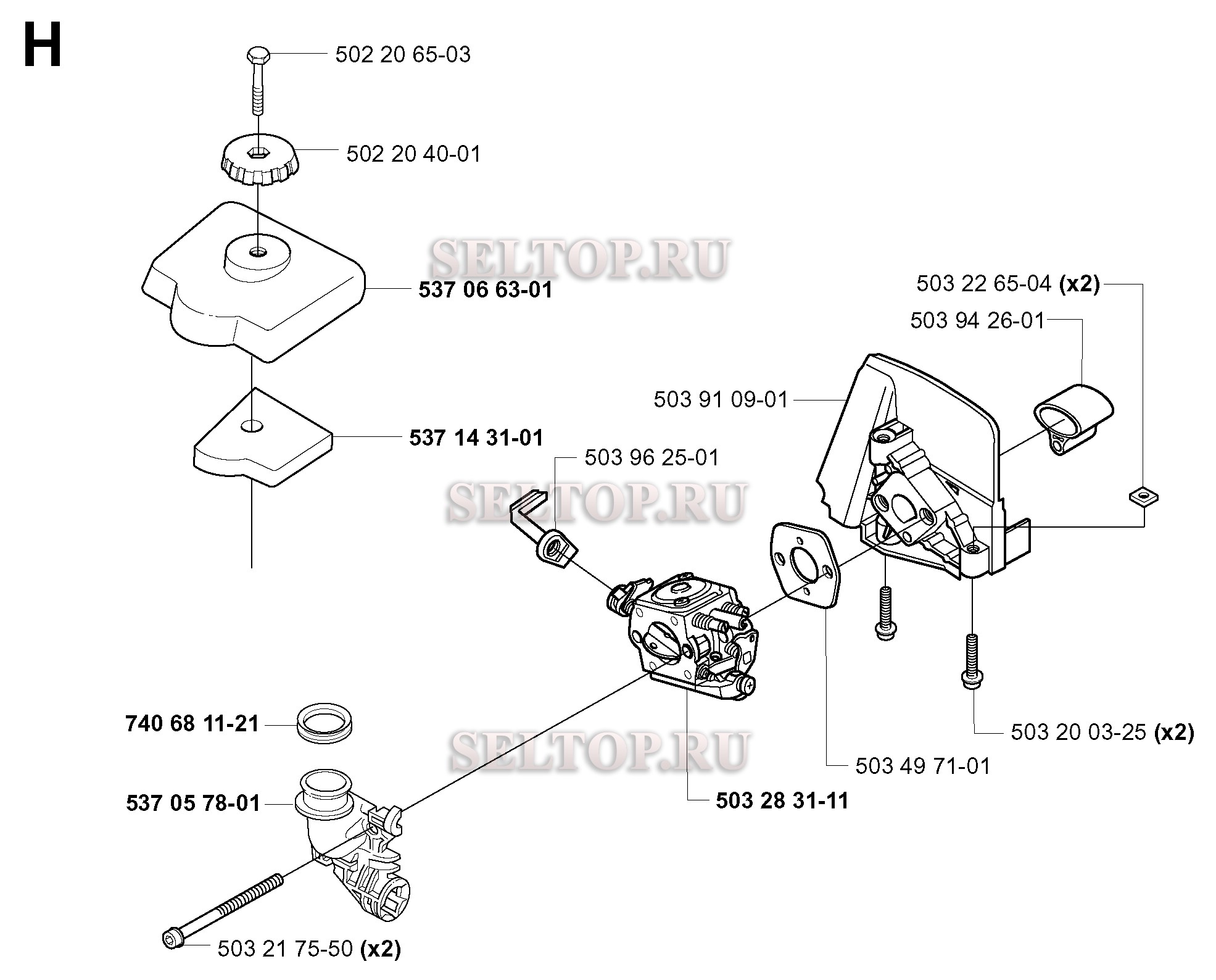 Карбюратор, воздушный фильтр для триммера Husqvarna 326 C (с 2001-03)