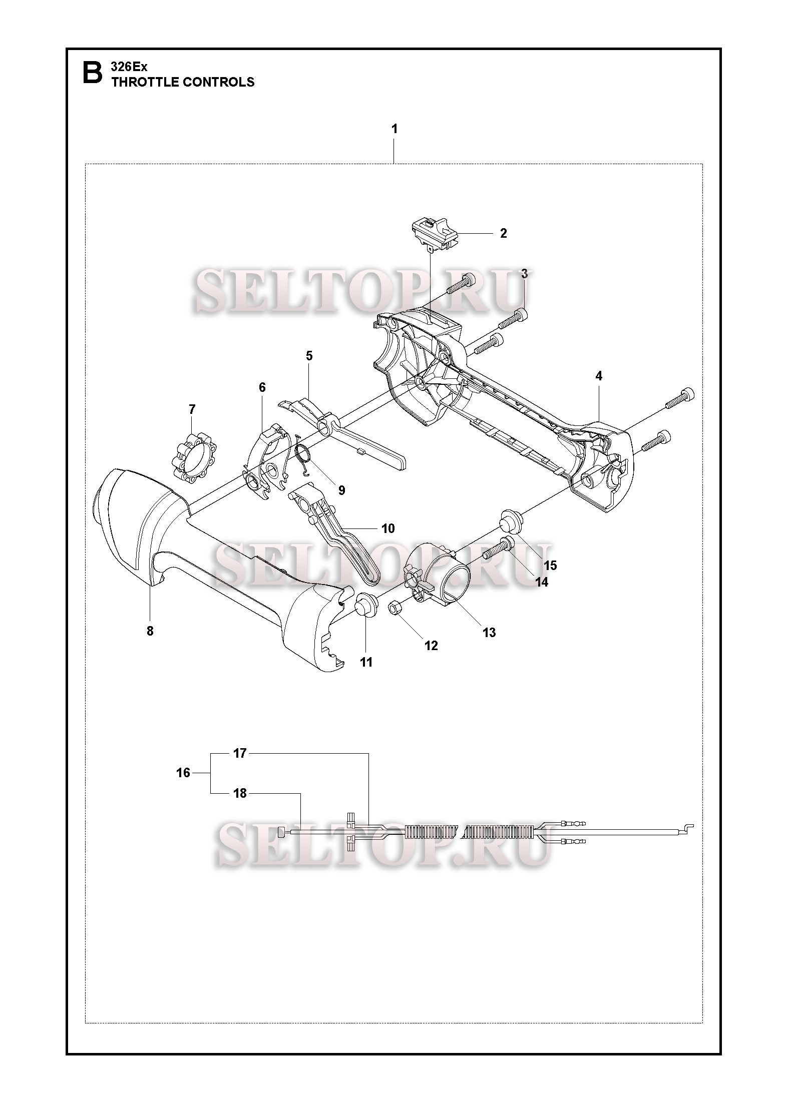 Управление дросселем для триммера Husqvarna 326 EX (с 2014-12)