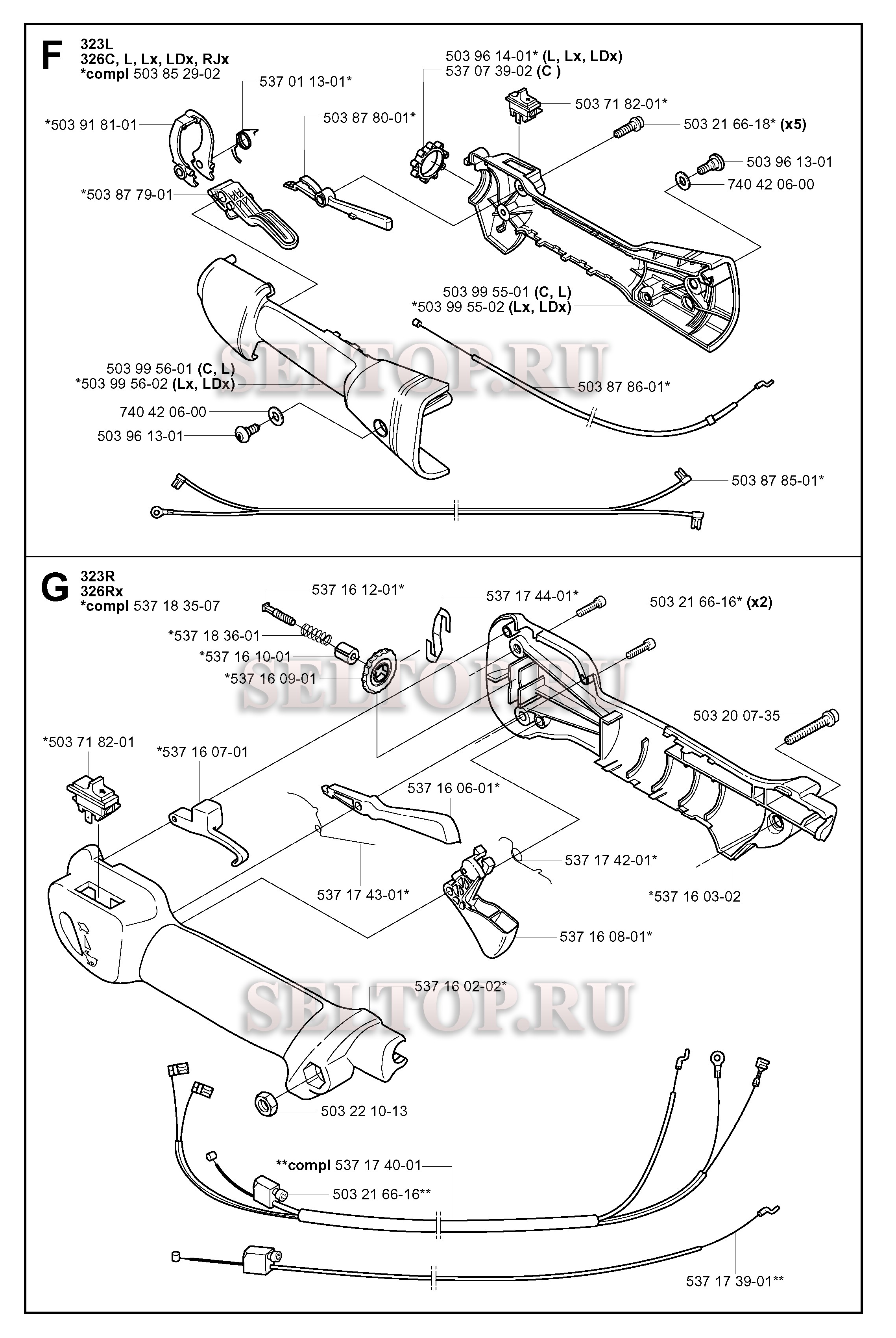 Управление дросселем для триммера Husqvarna 326 L (с 2004-03)