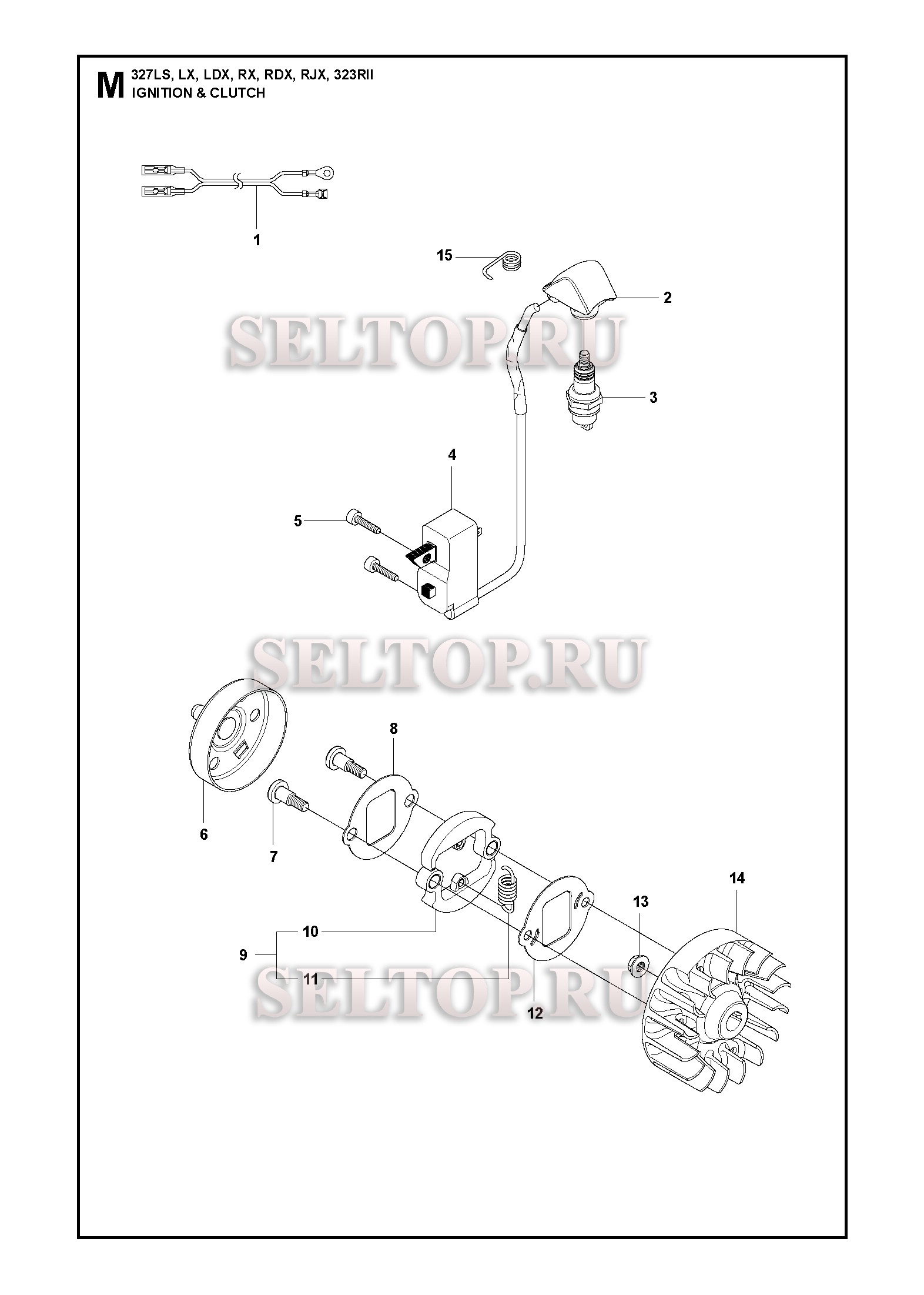 Система зажигания, сцепление для триммера Husqvarna 327 Lx (с 2012-01)