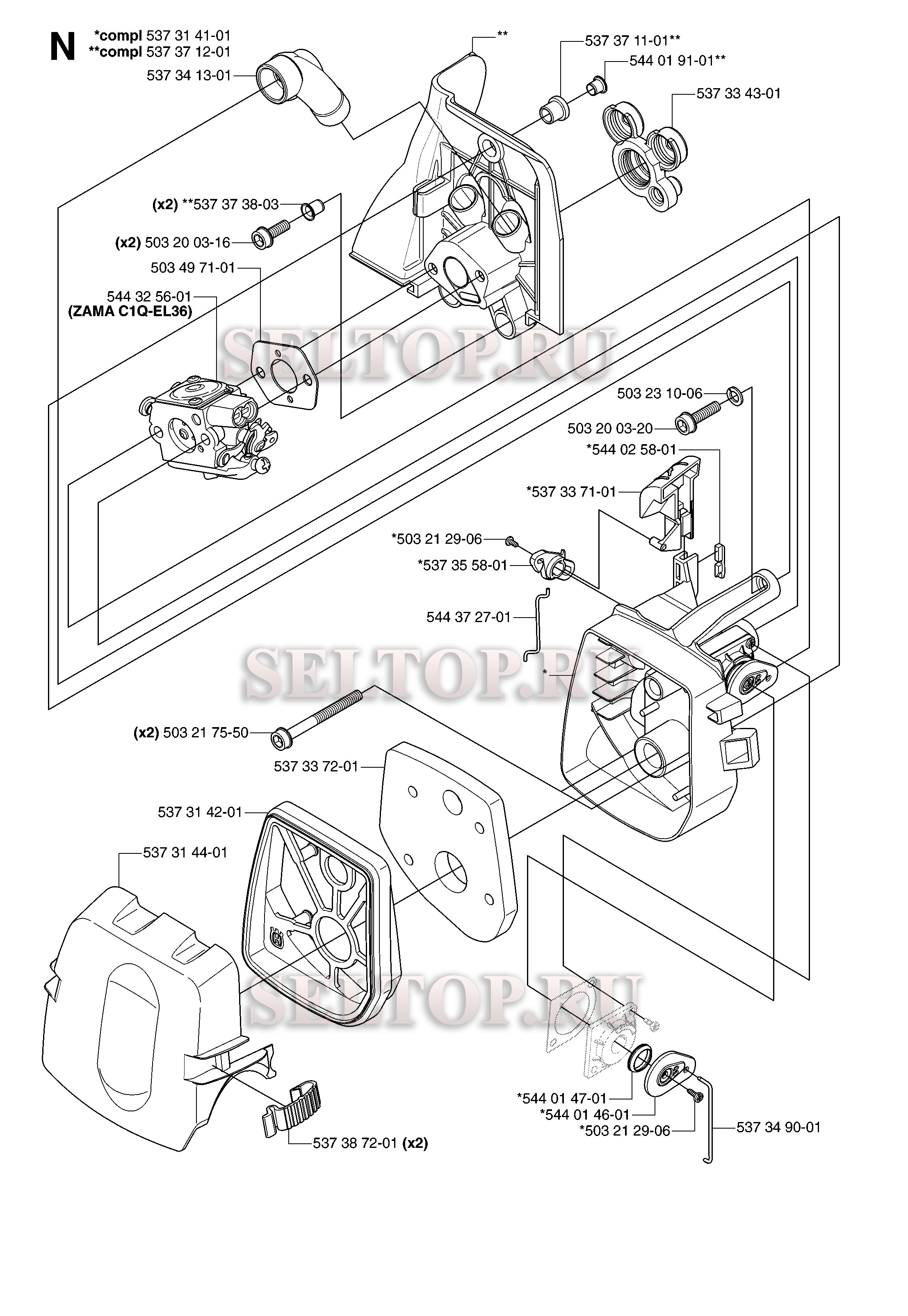Карбюратор, воздушный фильтр для триммера Husqvarna 335 LS (с 2007-01)