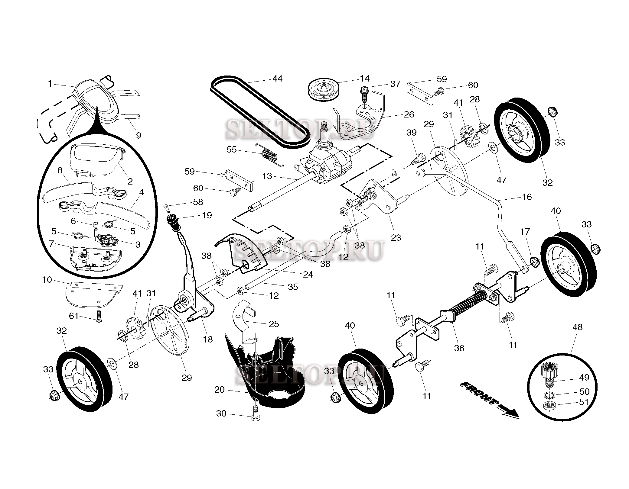 Привод для газонокосилки Husqvarna 8522 RLS артикул модели 96143006500 (с 2010-01)