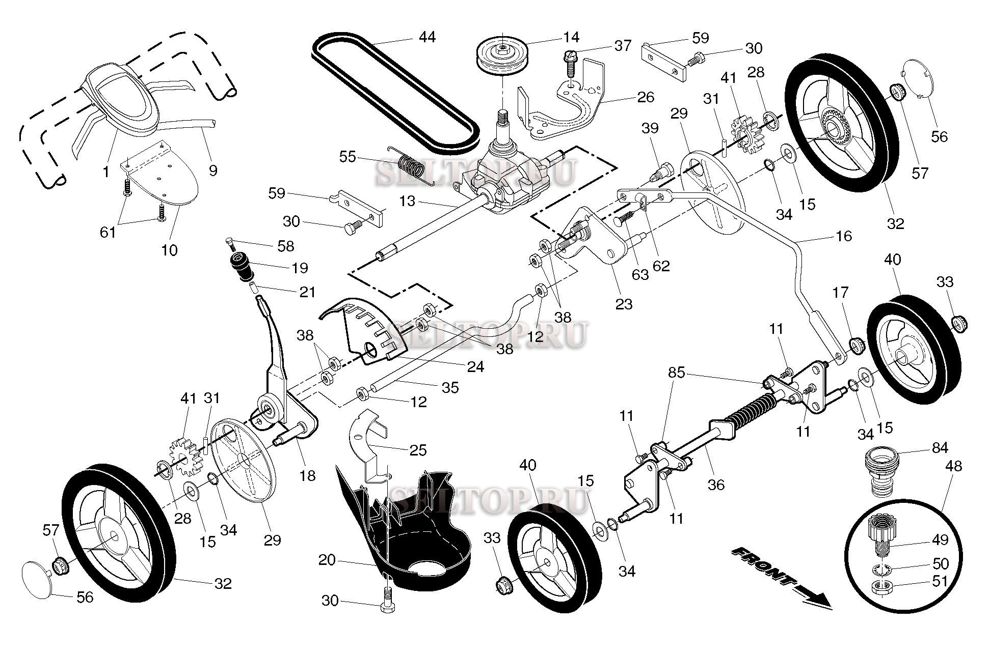 Привод для газонокосилки Husqvarna 8522 RLS артикул модели 96143007901 (с 2011-03)