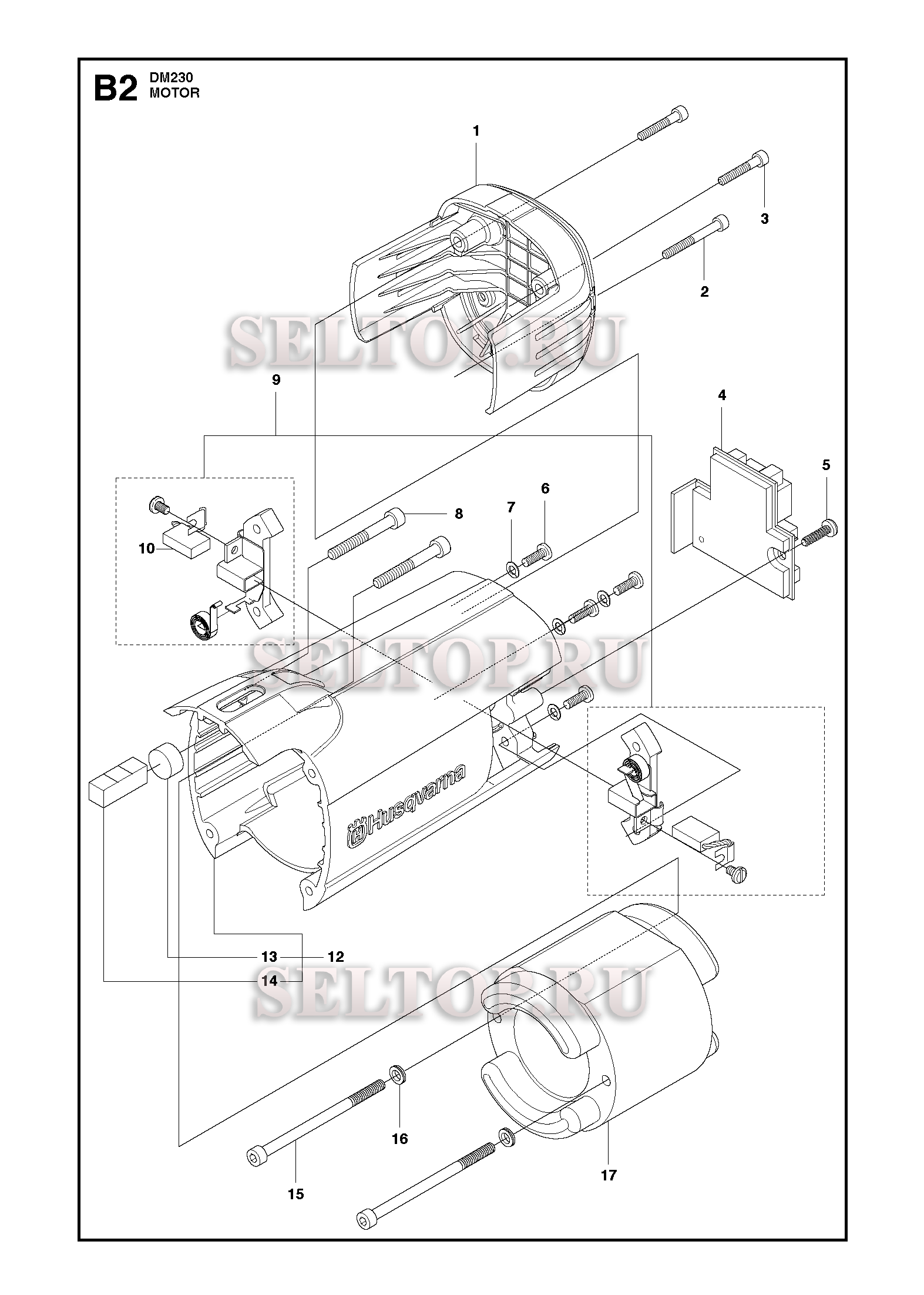 Статор, корпус двигателя для Husqvarna DM 230 (с 2015-07)