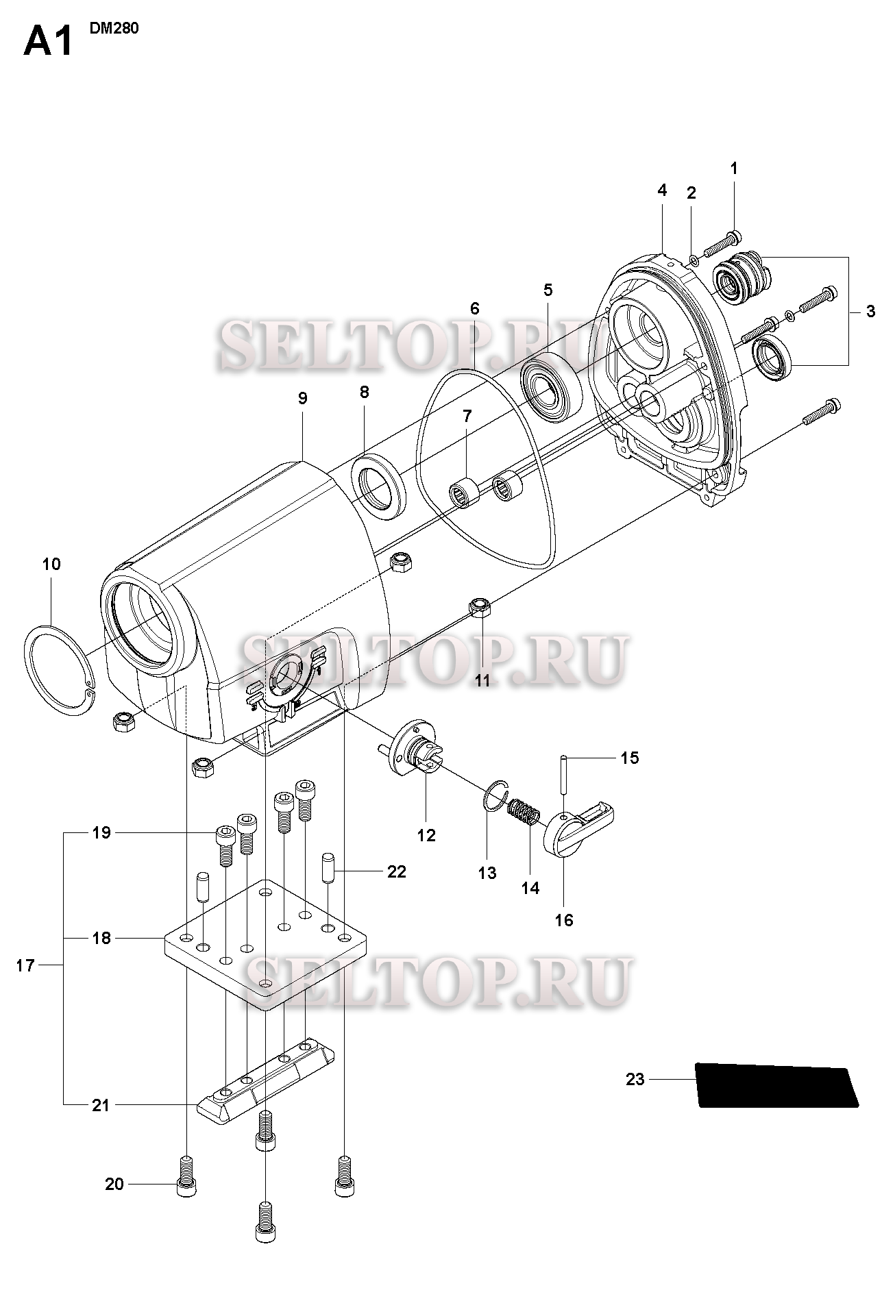 Корпус редуктора, переключатели для Husqvarna DM 280 (с 2010-05)
