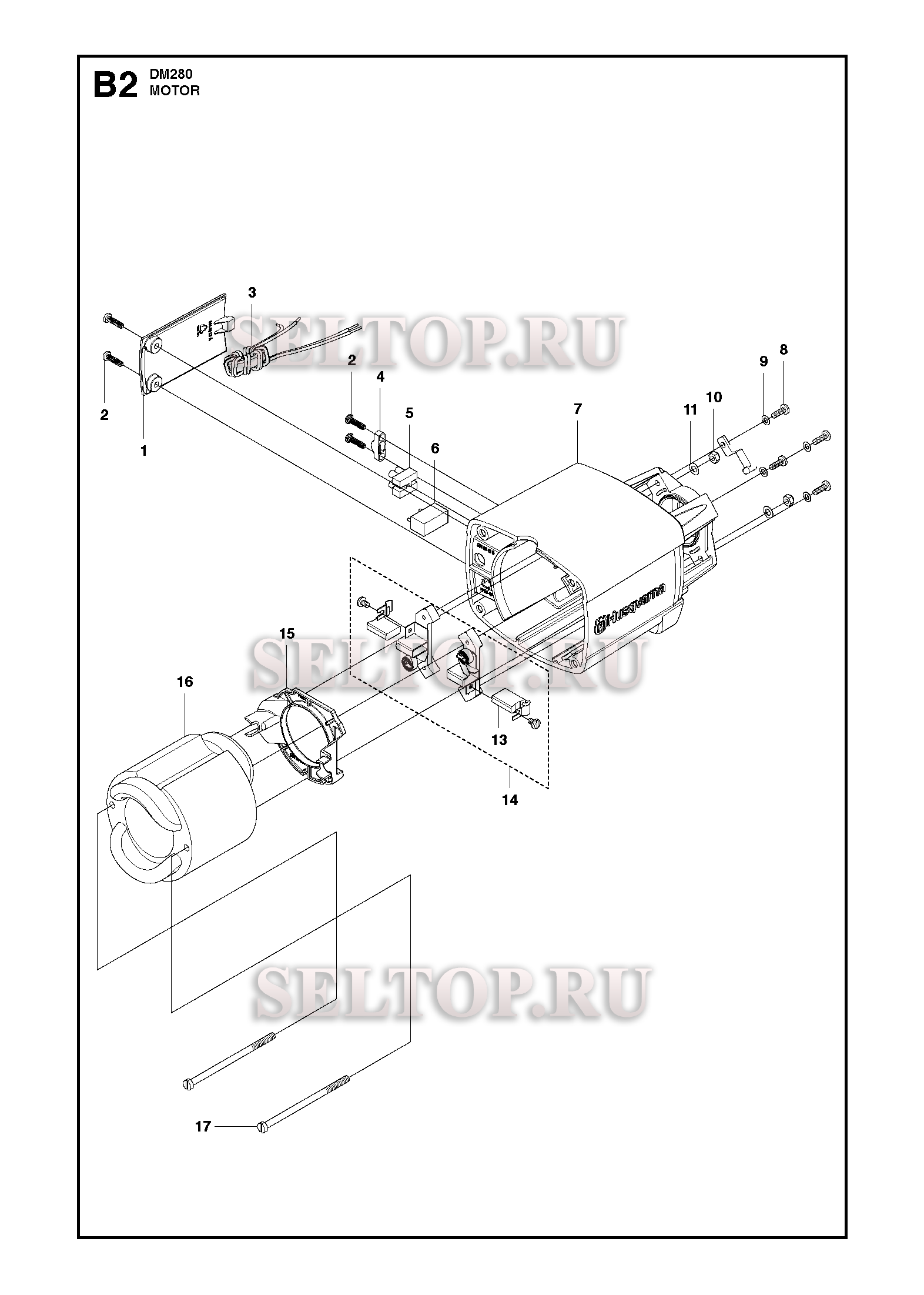 Статор, корпус двигателя для Husqvarna DM 280 (с 2012-01)