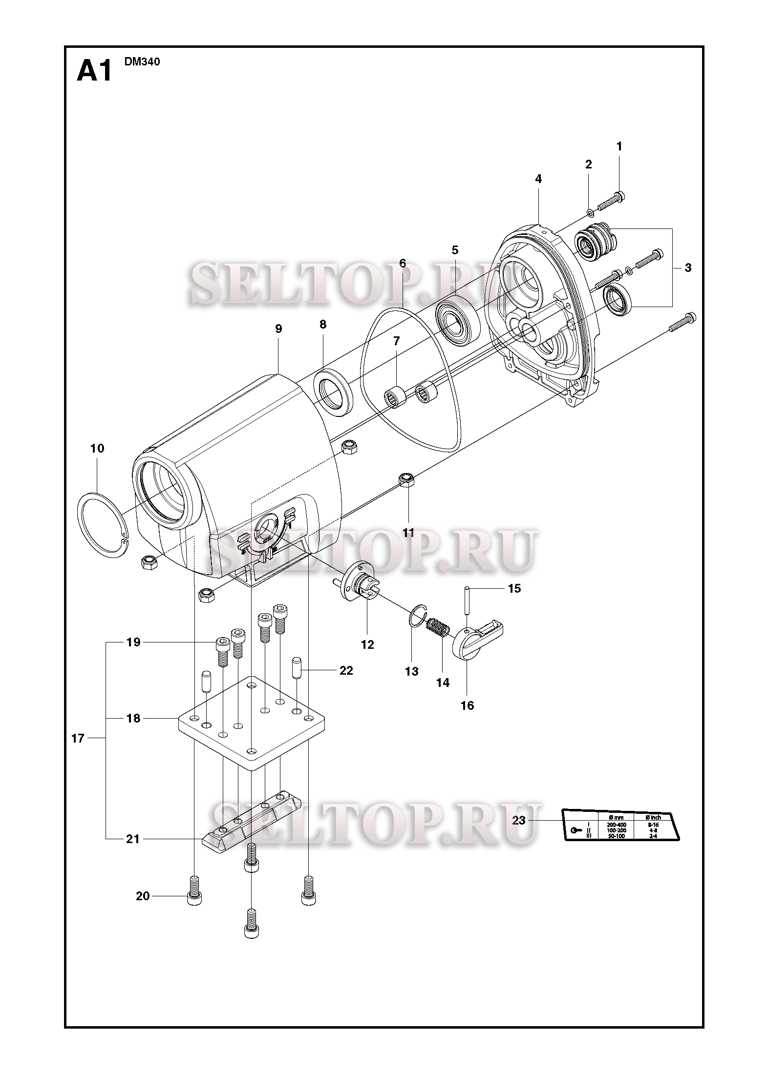 Корпус редуктора, переключатели для Husqvarna DM 340 (с 2009-06)