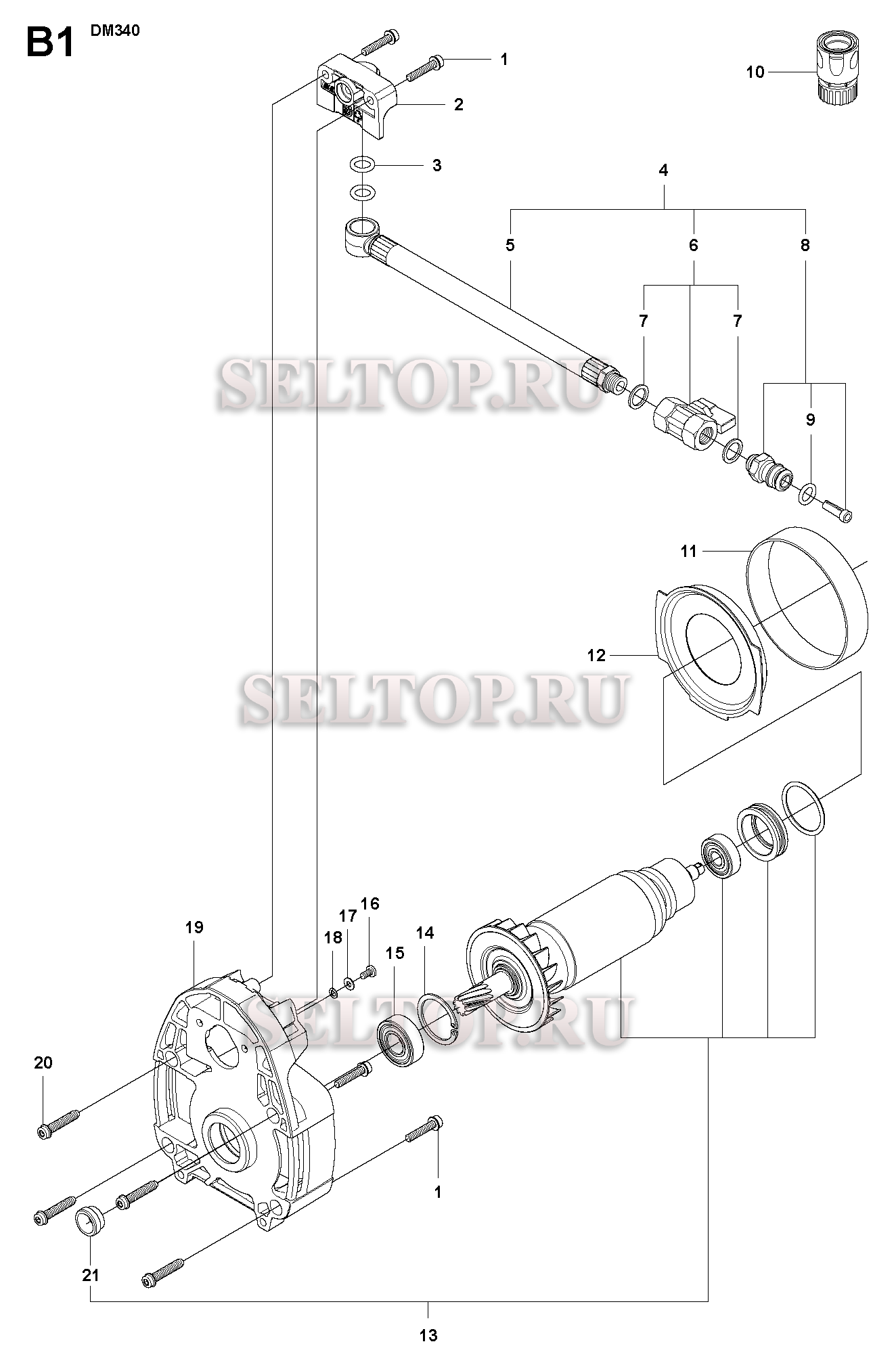 Ротор и детали для Husqvarna DM 340 (с 2009-06)