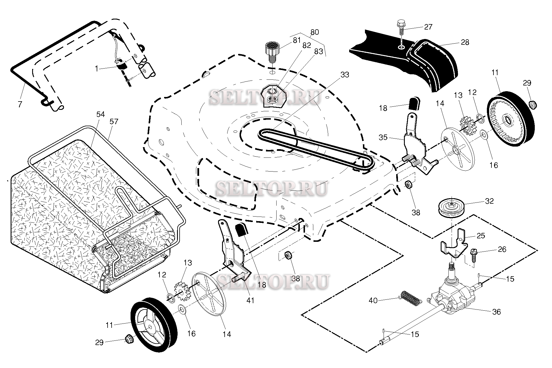 Привод для газонокосилки Husqvarna HU 550 FH артикул модели 96143009603 (с 2014-09)