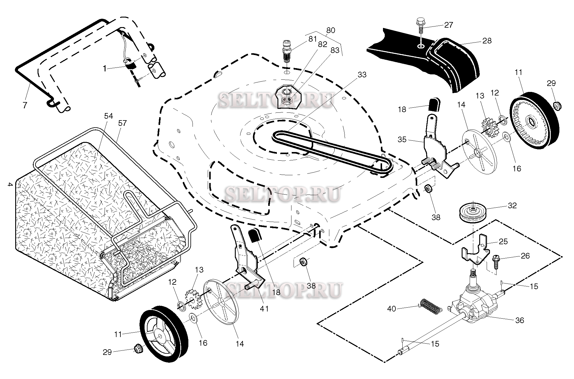 Привод для газонокосилки Husqvarna HU 550 FH артикул модели 96143009605 (с 2015-09)