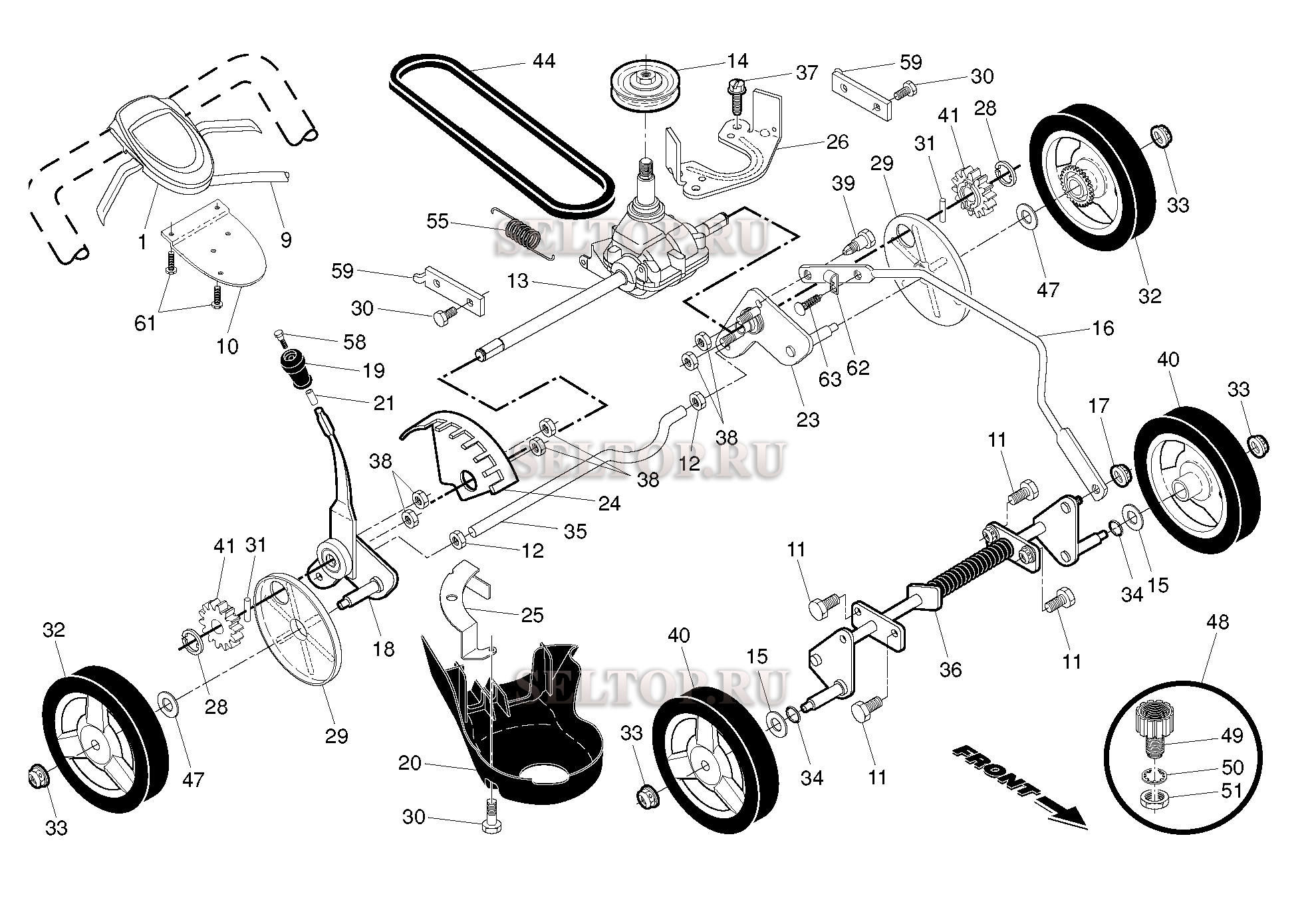 Привод для газонокосилки Husqvarna HU 600 L артикул модели 96143007600 (с 2010-12)
