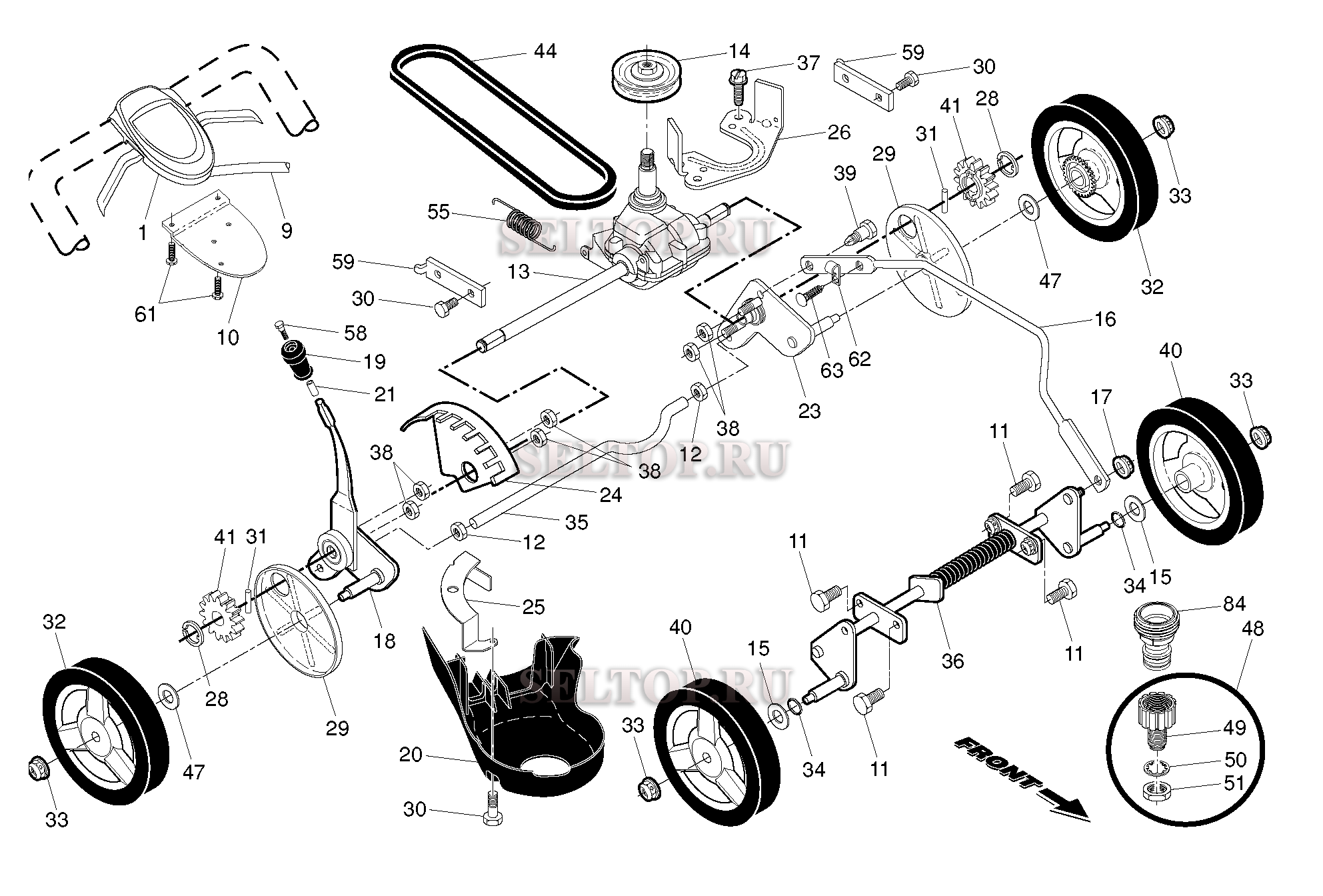 Привод для газонокосилки Husqvarna HU 600 L артикул модели 96143007601 (с 2011-02)